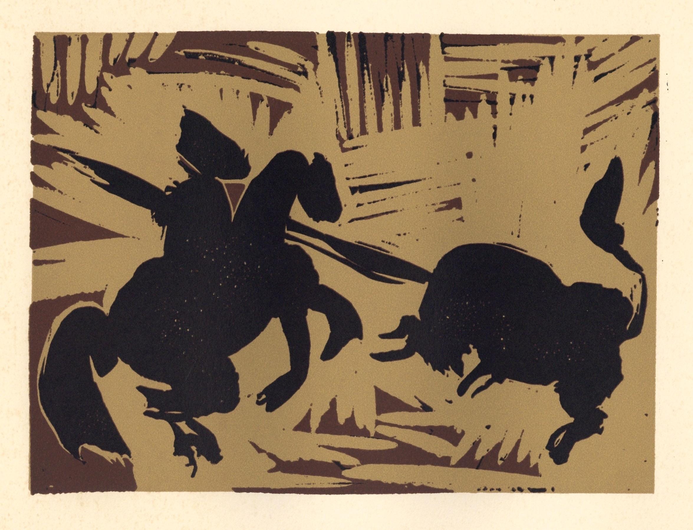 Pablo Picasso, The Goading of the Bull (Orozco 214), Grabados al linóleo, Limited Edition Linocut