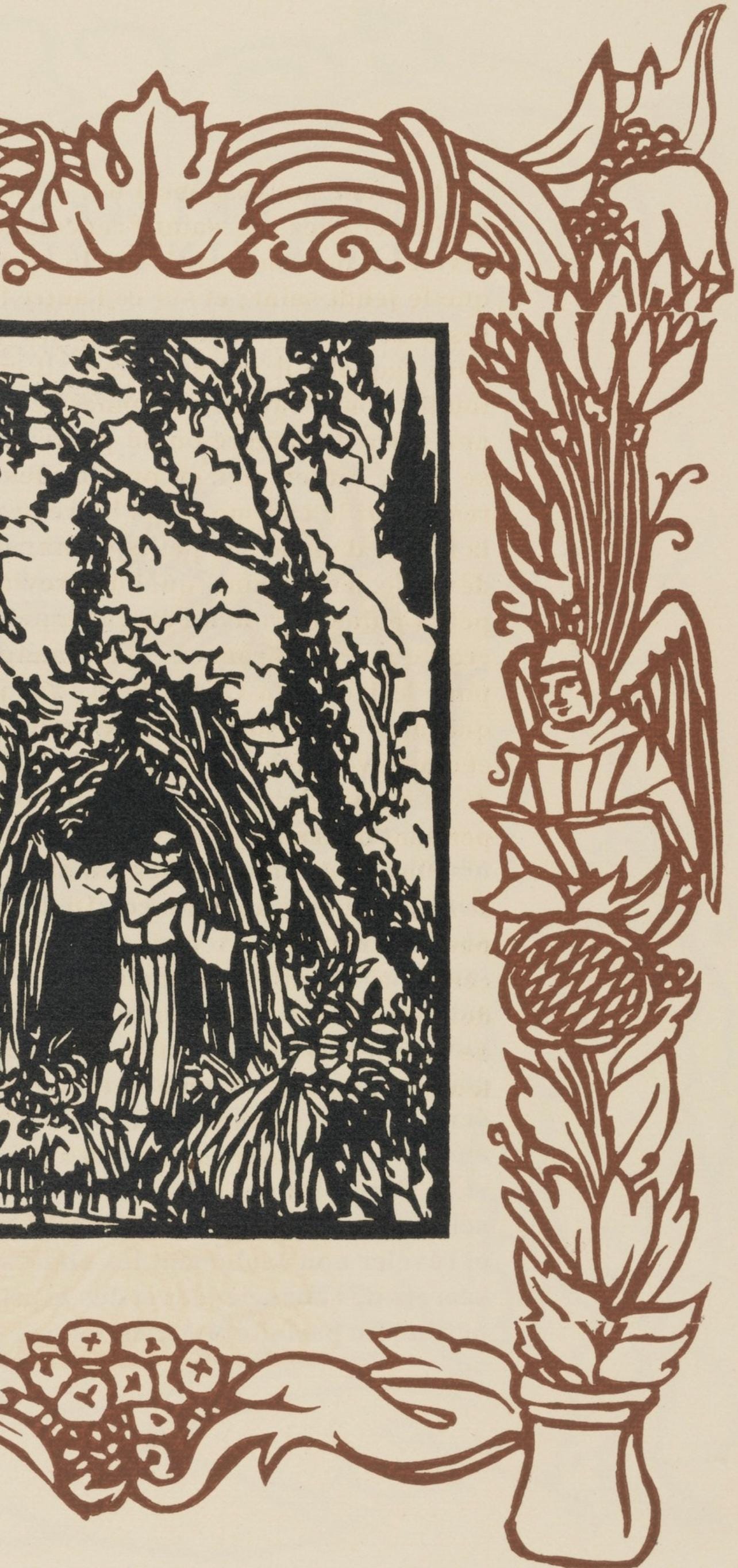 Émile Bernard, Composition (Morane, No. 100), Les Petites Fleurs de St. Françoise, Limited Edition Woodcut