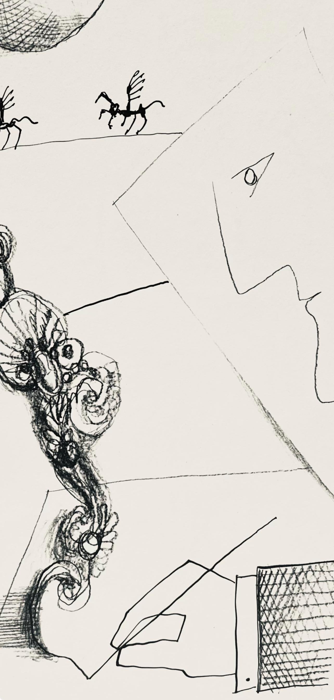 Saul Steinberg, Composition, Derrière le miroir, Limited Edition Lithograph