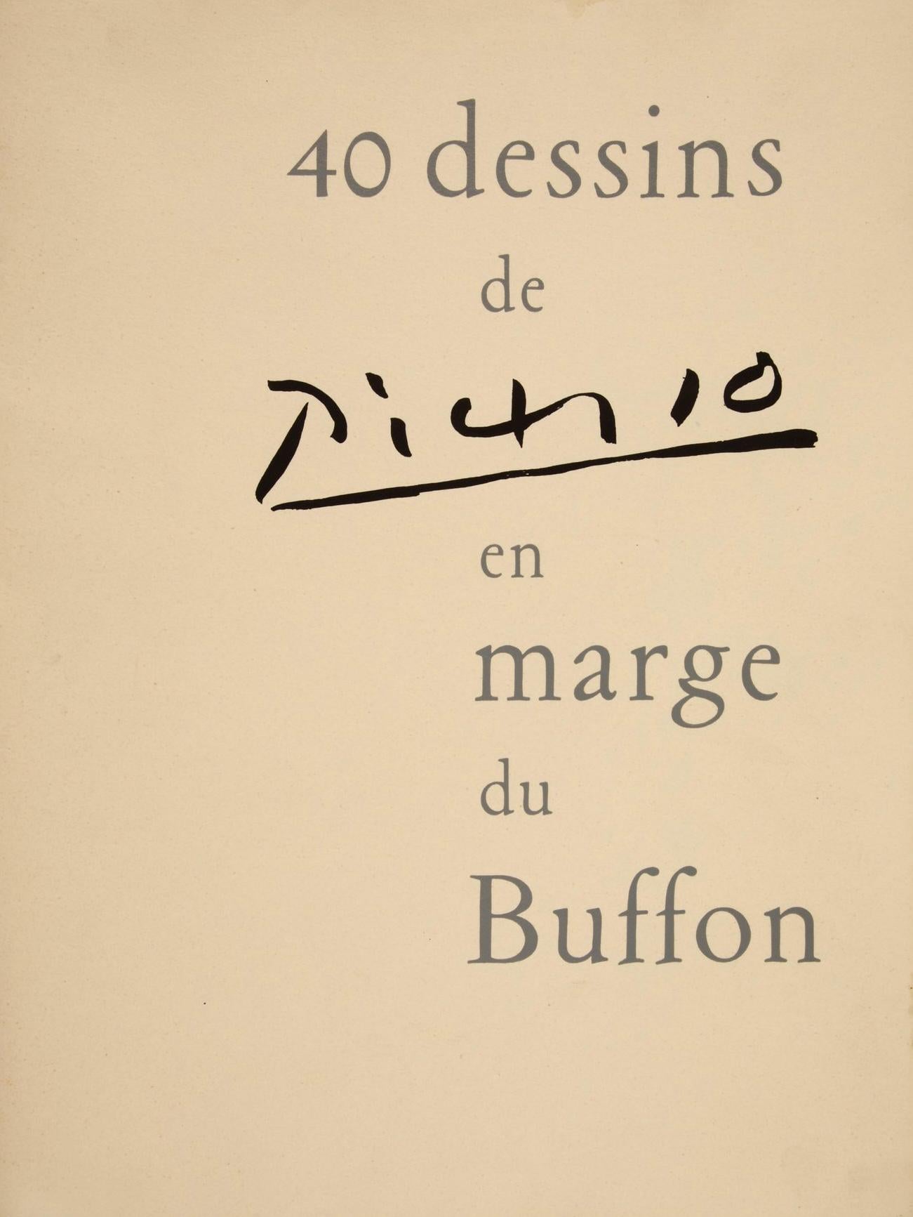 Pablo Picasso, Visage d'homme au bandeau (Cramer No. 84), 40 dessins de Picasso en marge du Buffon, Limited Edition Lithograph