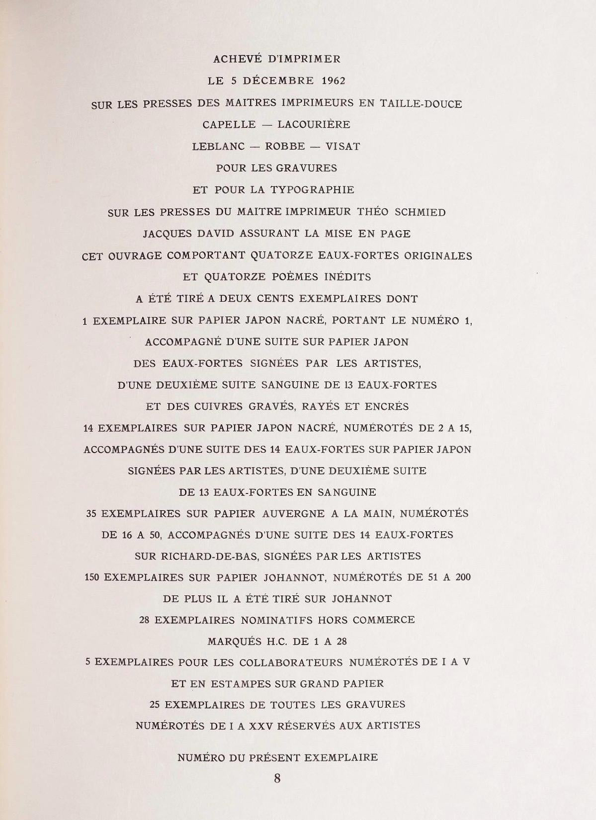 Raoul Ubac, Ta Main, Paroles peintes I, Limited Edition Etching
