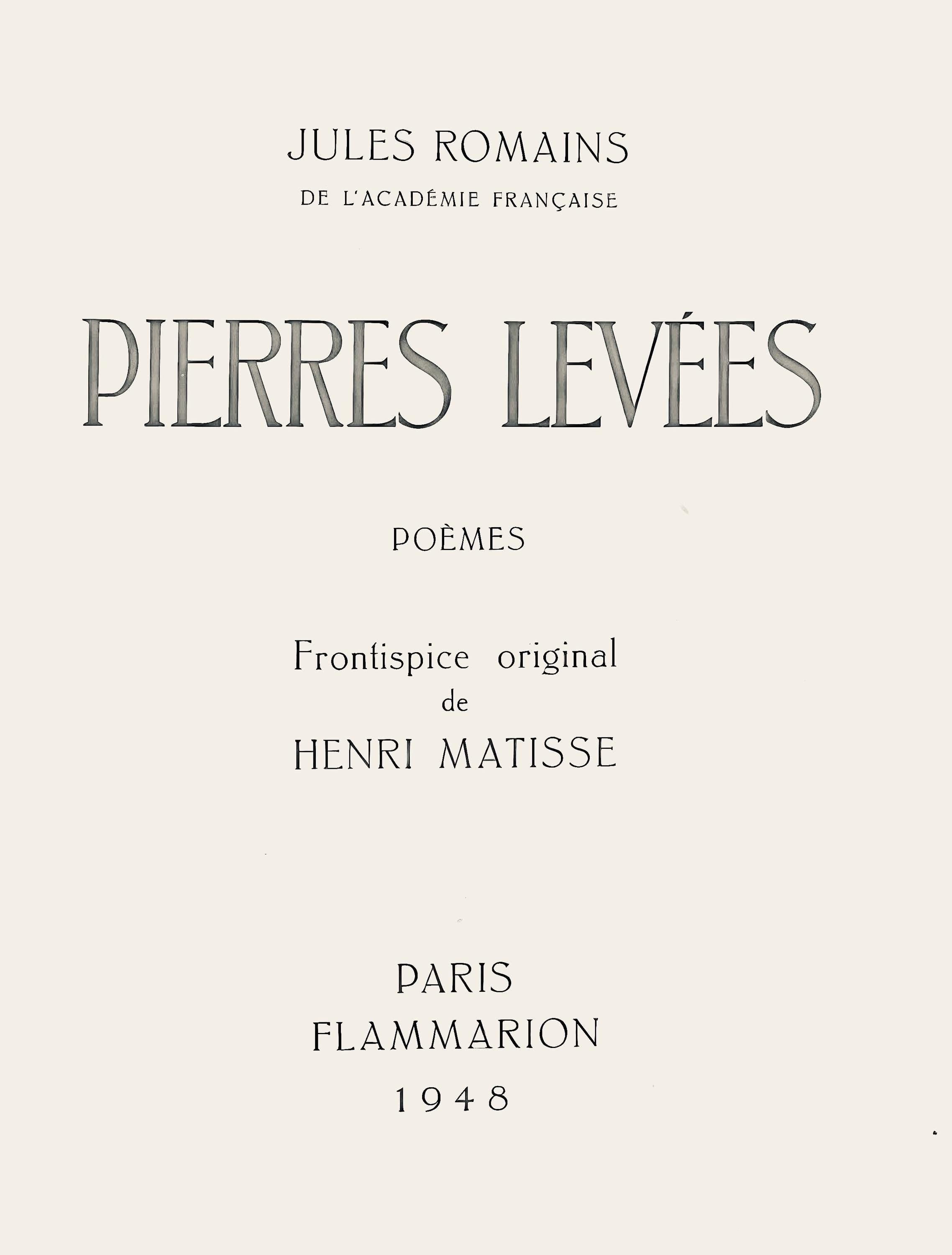 Henri Matisse, Tête de Femme (Duthuit 23), Pierres Levees, Poèmes, Limited Edition Lithograph