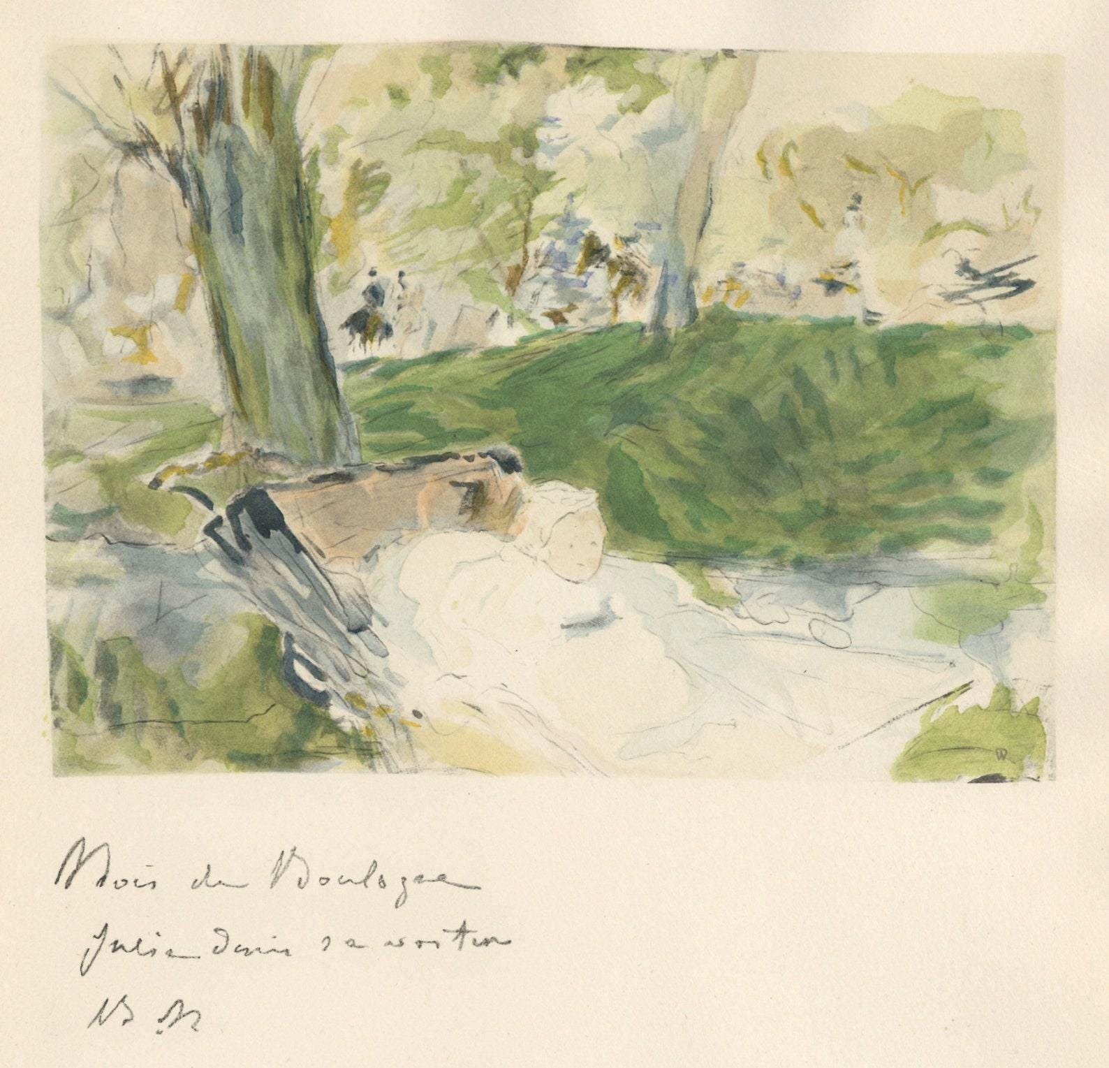 Berthe Morisot, Bibi dans sa voiture au bois, Berthe Morisot Seize Aquarelles, Limited Edition Lithograph