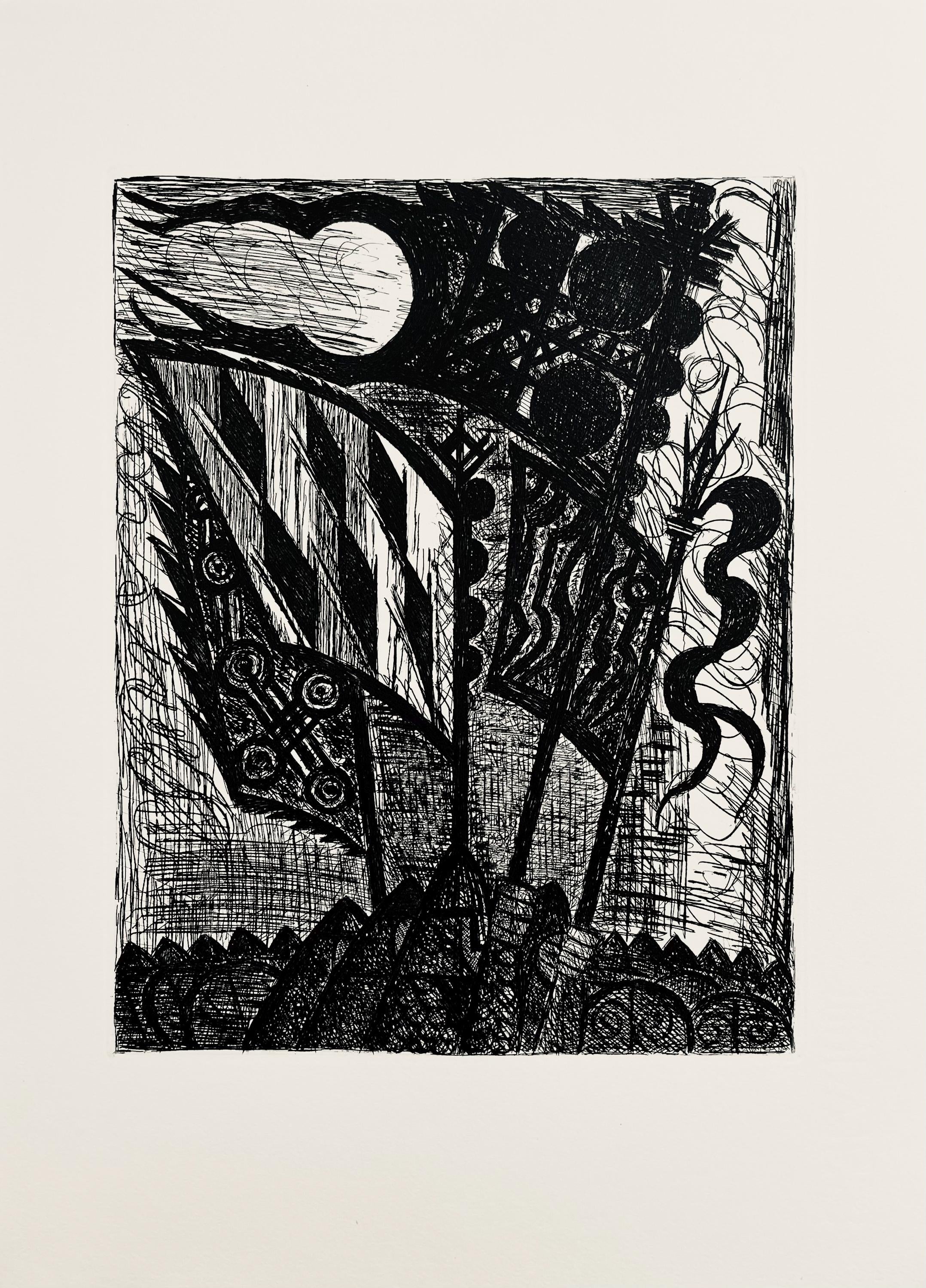 Marcel Gromaire, Étendards, Scène XXIV, Shakespeare, Macbeth, Eaux-fortes de Gromaire, Limited Edition Etching
