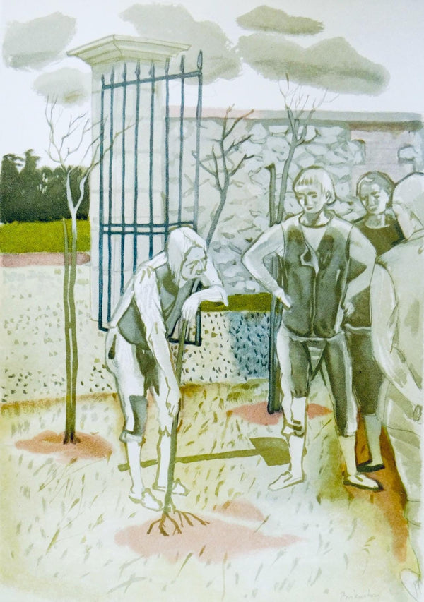 Maurice Brianchon, Le vieillard et les trois jeunes, Vingt fables de La fontaine, Limited Edition Woodcut