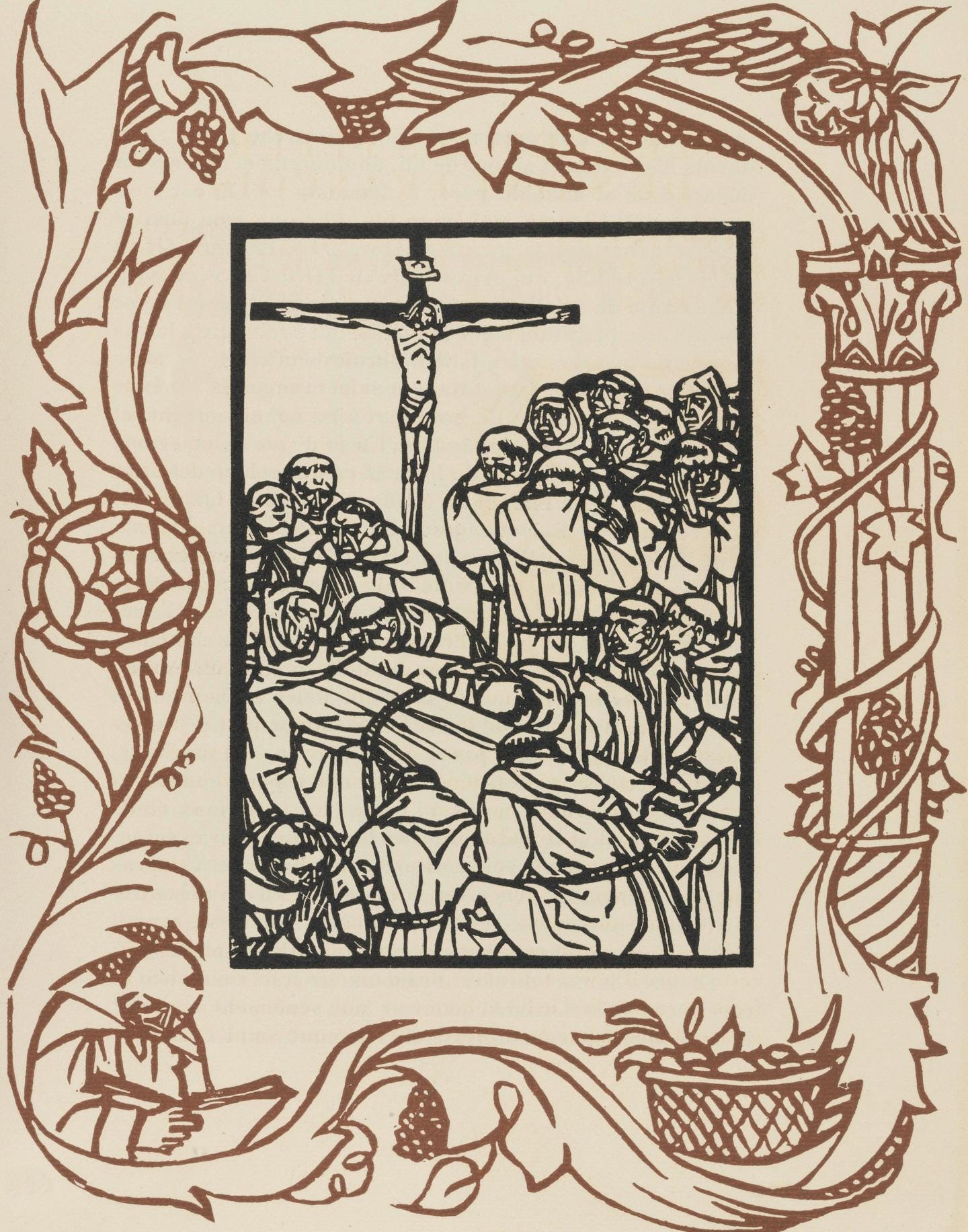 Émile Bernard, Composition (Morane, No. 100), Les Petites Fleurs de St. Françoise, Limited Edition Woodcut