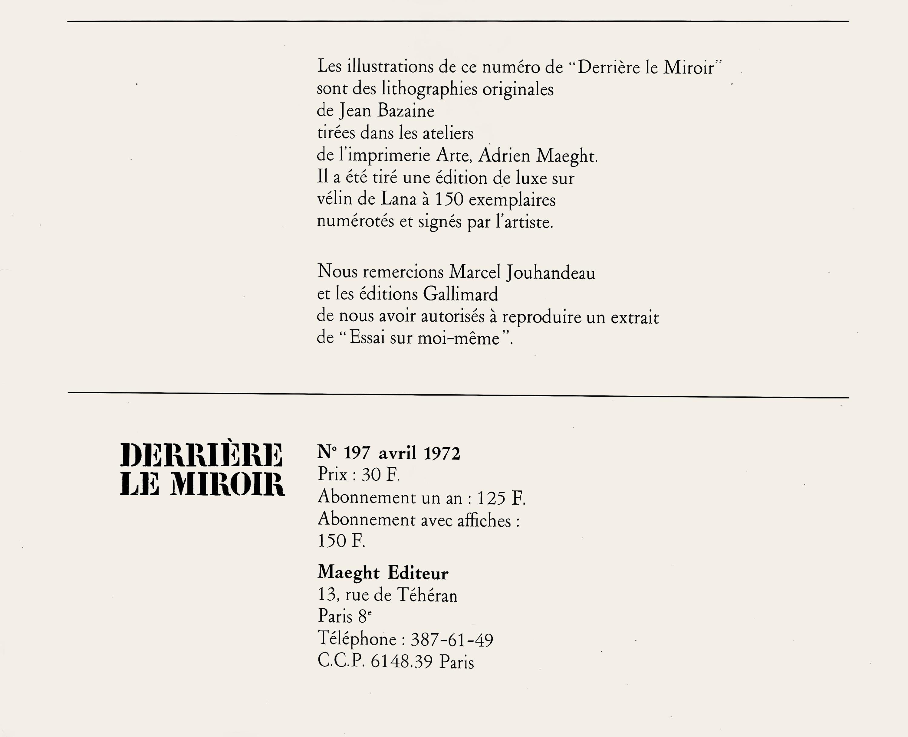 Jean Bazaine, Composition, Derrière le miroir, Limited Edition Lithograph