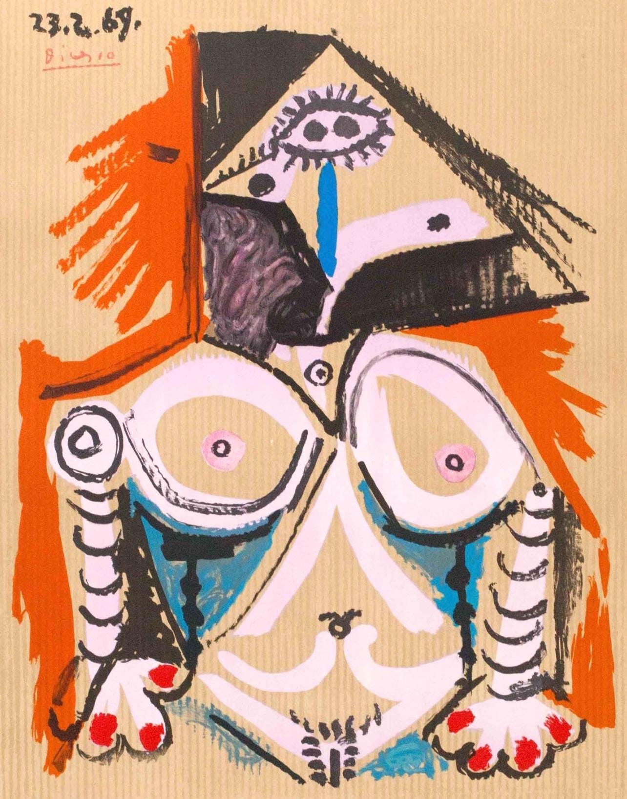Pablo Picasso, Composition (Orozco 207-261), Vingt-Neuf Portraits Imaginaires, Limited Edition Lithograph