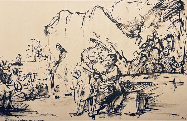 Rembrandt van Rijn, Eliezer and Rebekah at the Well, Rembrandt, Drawings from the Bible, Limited Edition Collotype