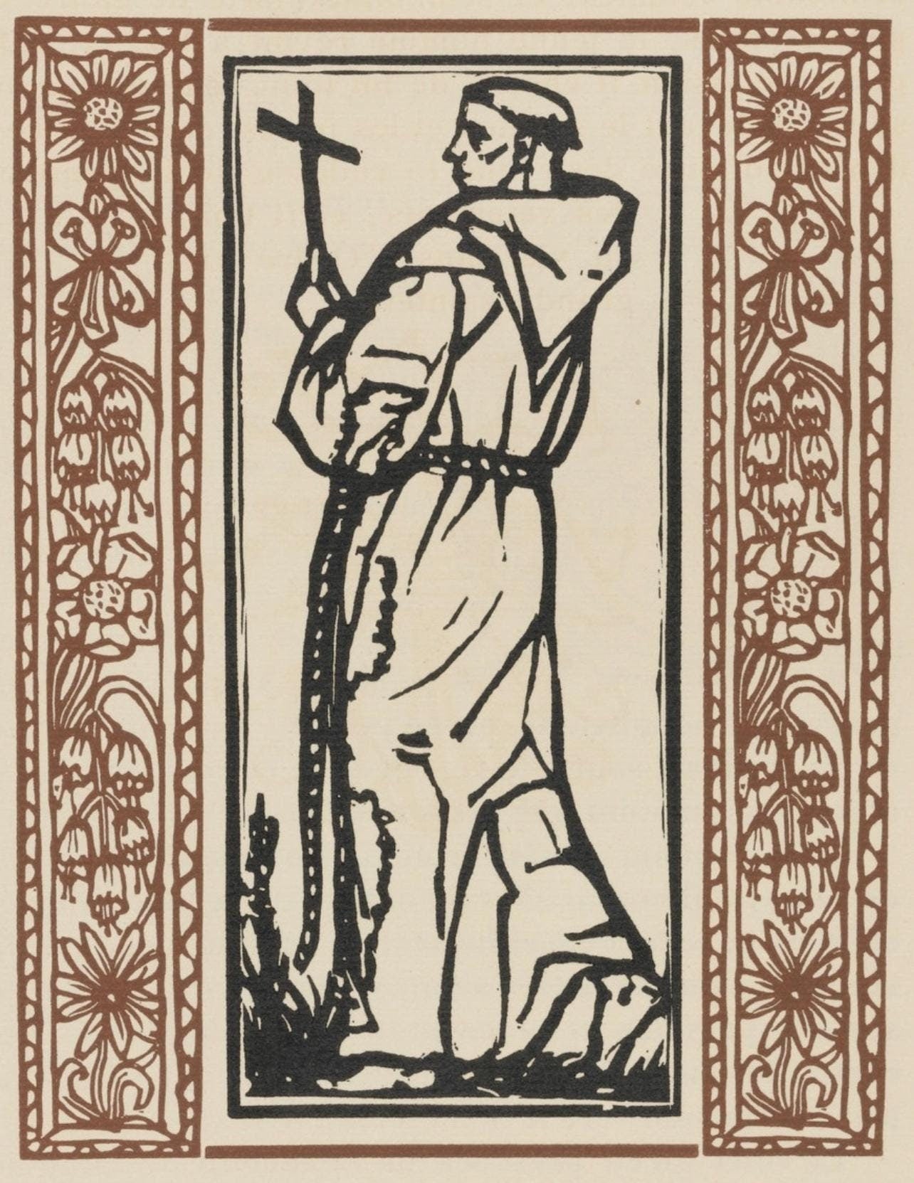 Émile Bernard, Composition (Morane, No. 100), Les Petites Fleurs de St. Françoise, Limited Edition Woodcut
