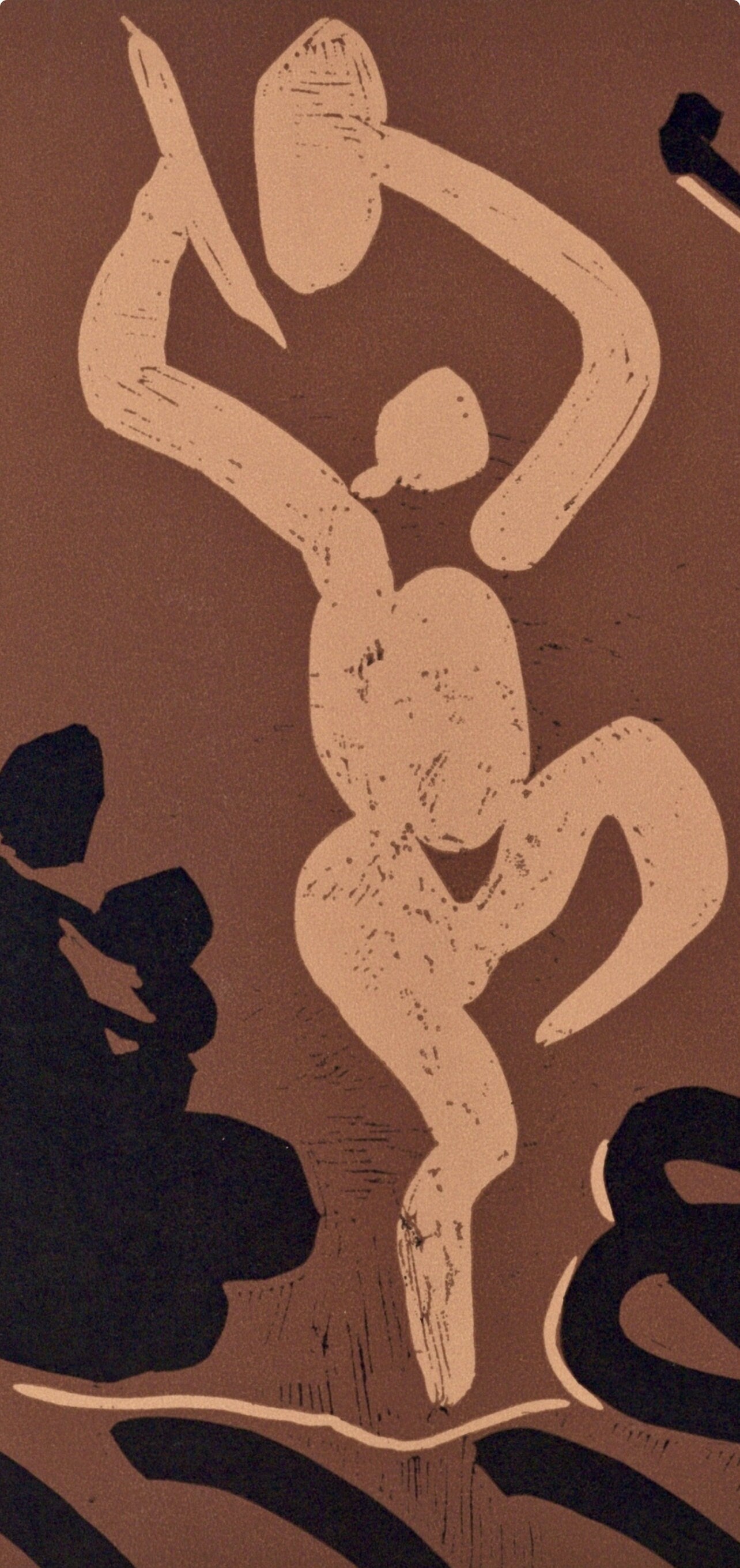 Pablo Picasso, Bacchanal, Seated Woman Holding a Baby (Orozco 214), Grabados al linóleo, Limited Edition Linocut