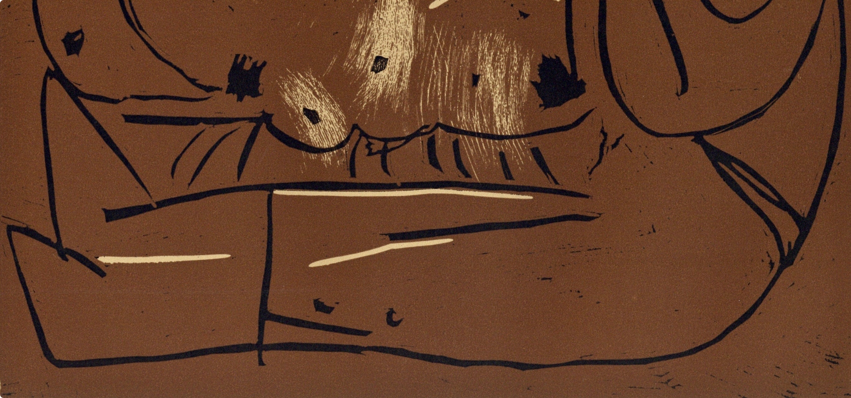 Pablo Picasso, The Aubade with Harmonica Player (Orozco 214), Grabados al linóleo, Limited Edition Linocut