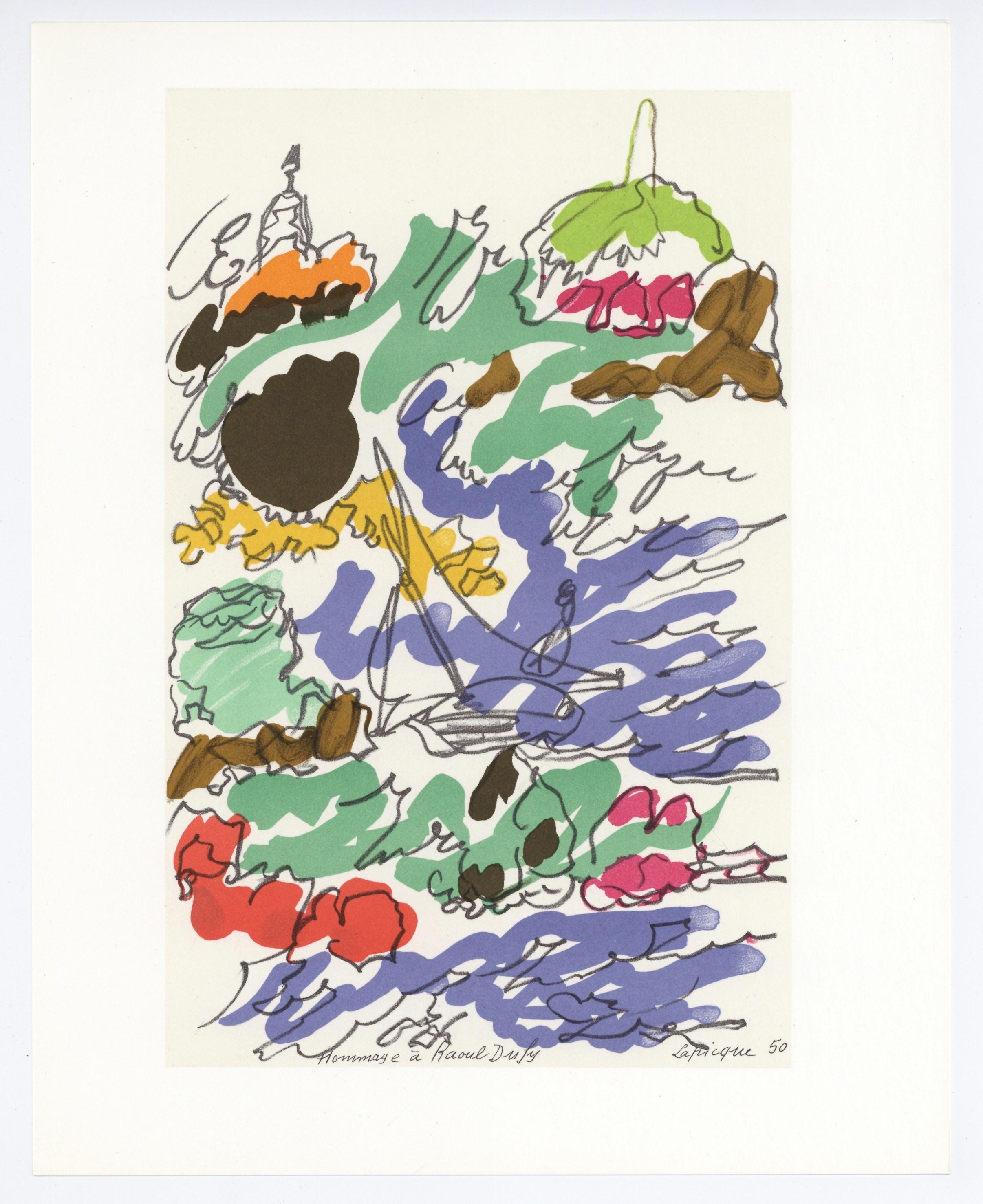 Charles Lapicque, Composition, Lettre à mon peintre Raoul Dufy, Limited Edition Lithograph