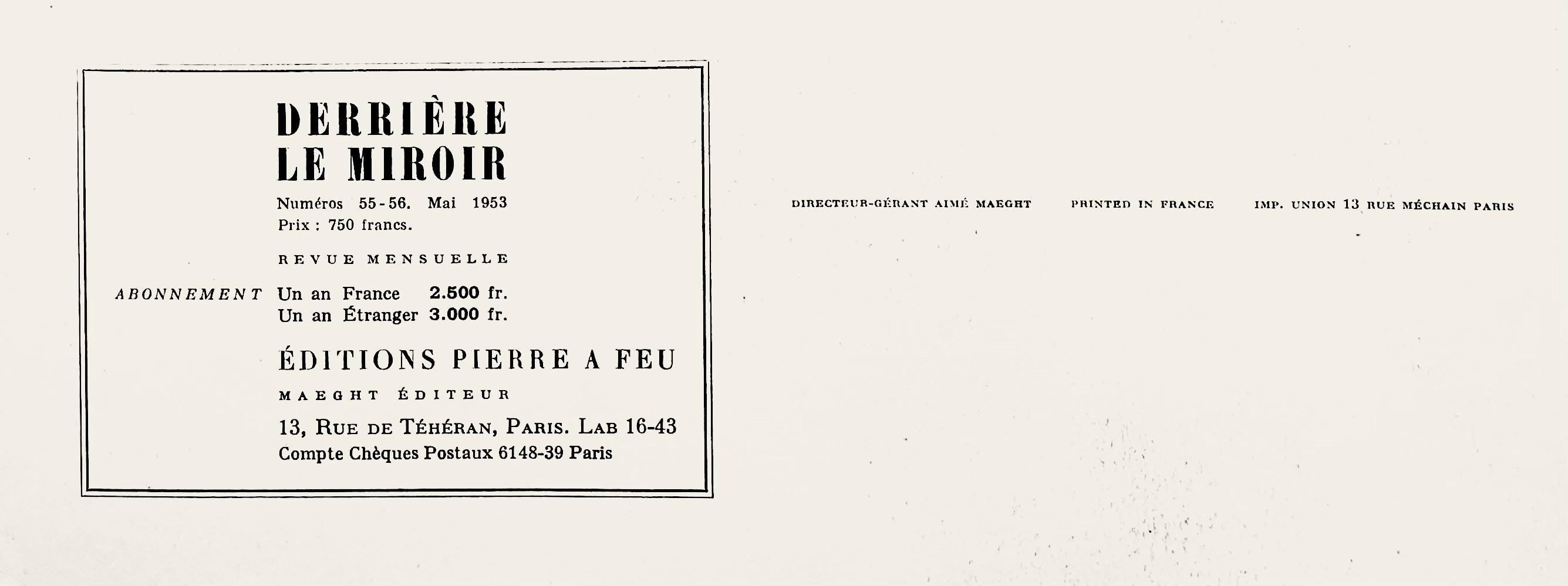 Jean Bazaine, Composition, Derrière le miroir, Limited Edition Lithograph