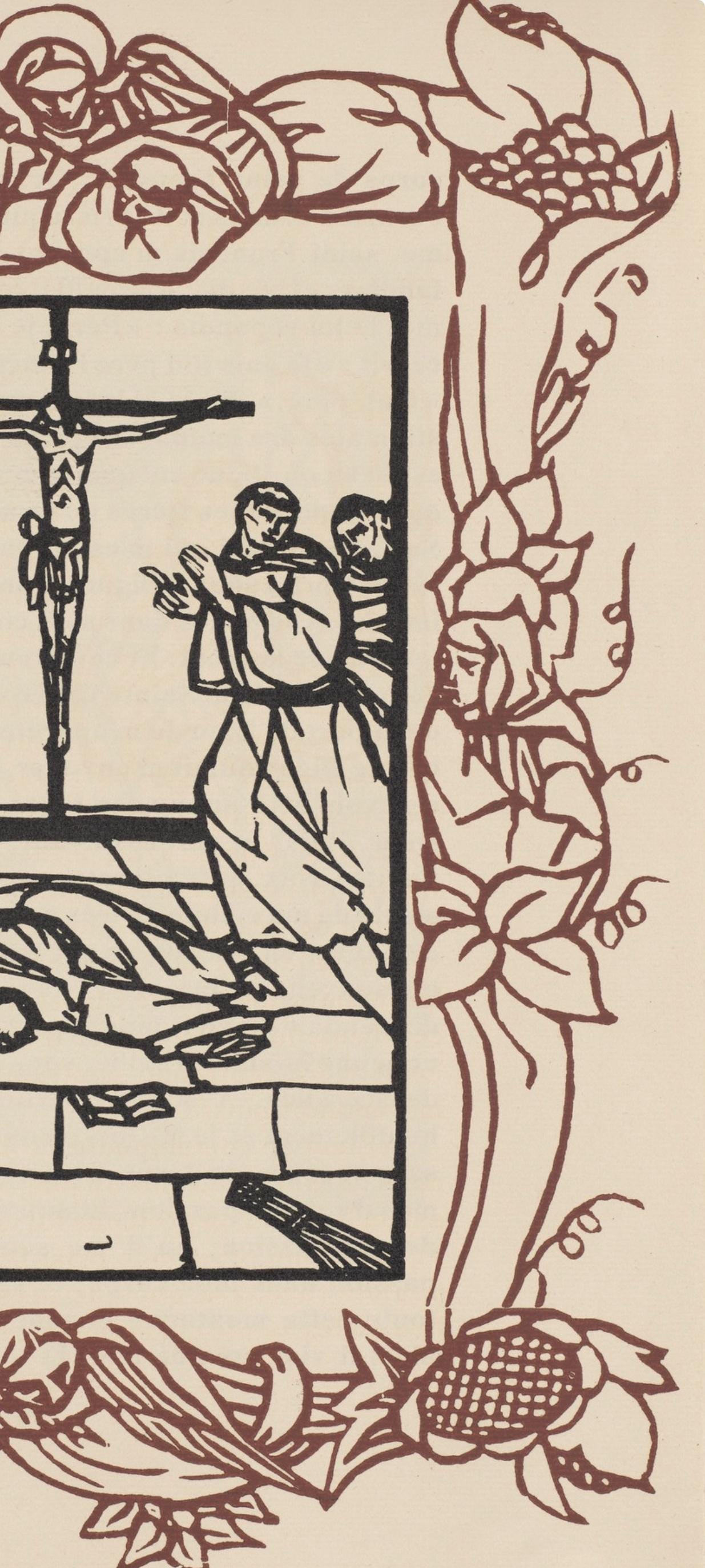 Émile Bernard, Composition (Morane, No. 100), Les Petites Fleurs de St. Françoise, Limited Edition Woodcut