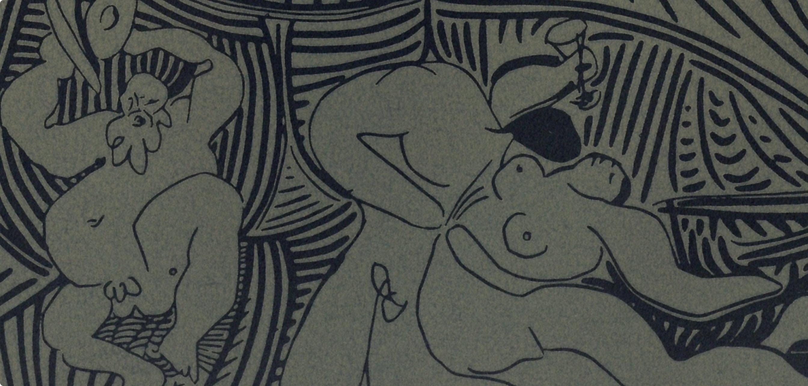 Pablo Picasso, Bacchanal with an Owl (Orozco 214), Grabados al linóleo, Limited Edition Linocut
