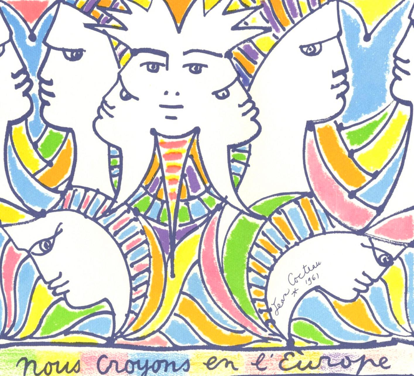 Jean Cocteau, Composition, Nous croyons en l'Europe, Limited Edition Silkscreen