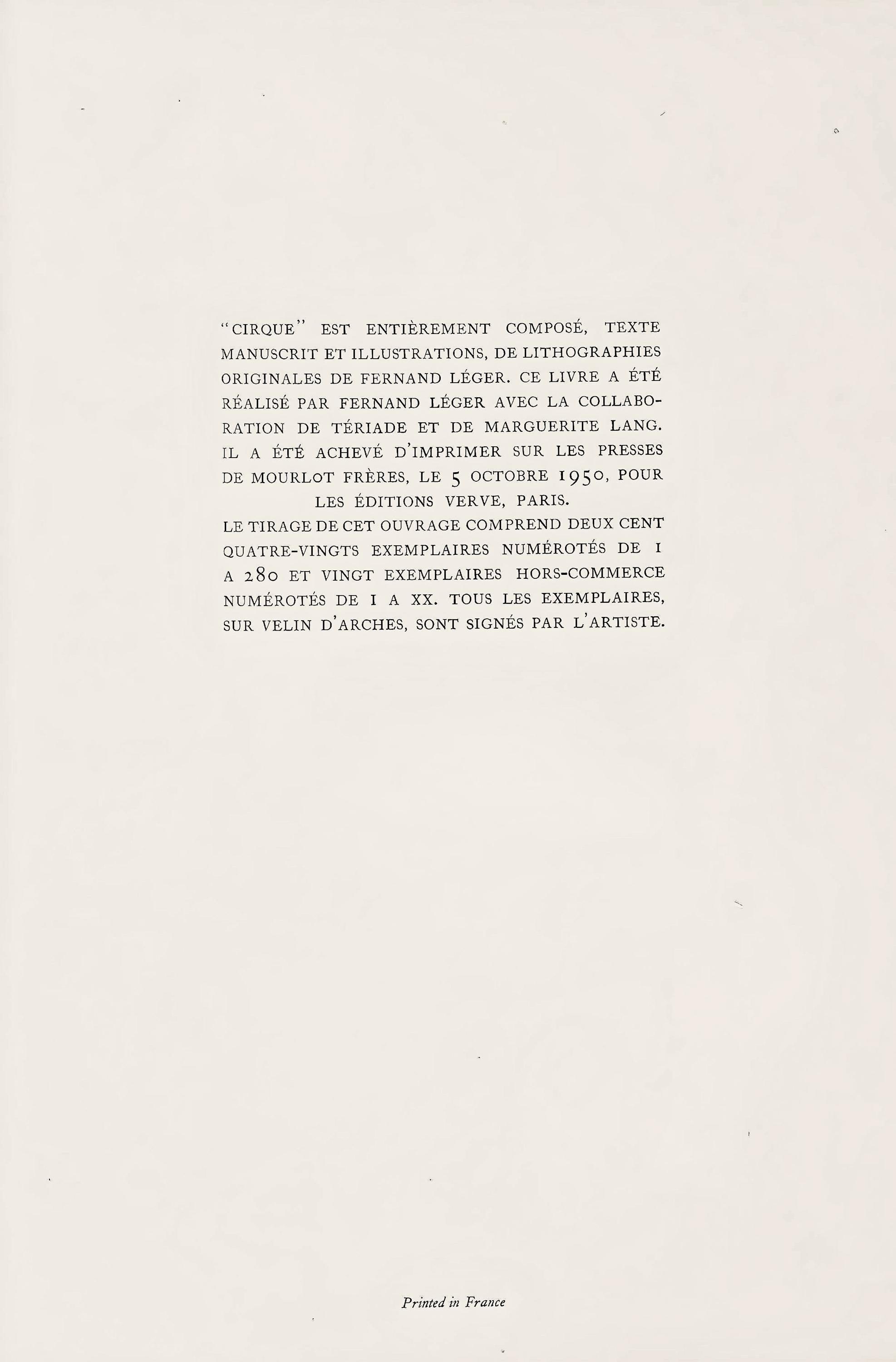 Fernand Léger, Composition, Cirque, Lithographies Originales, Limited Edition Lithograph