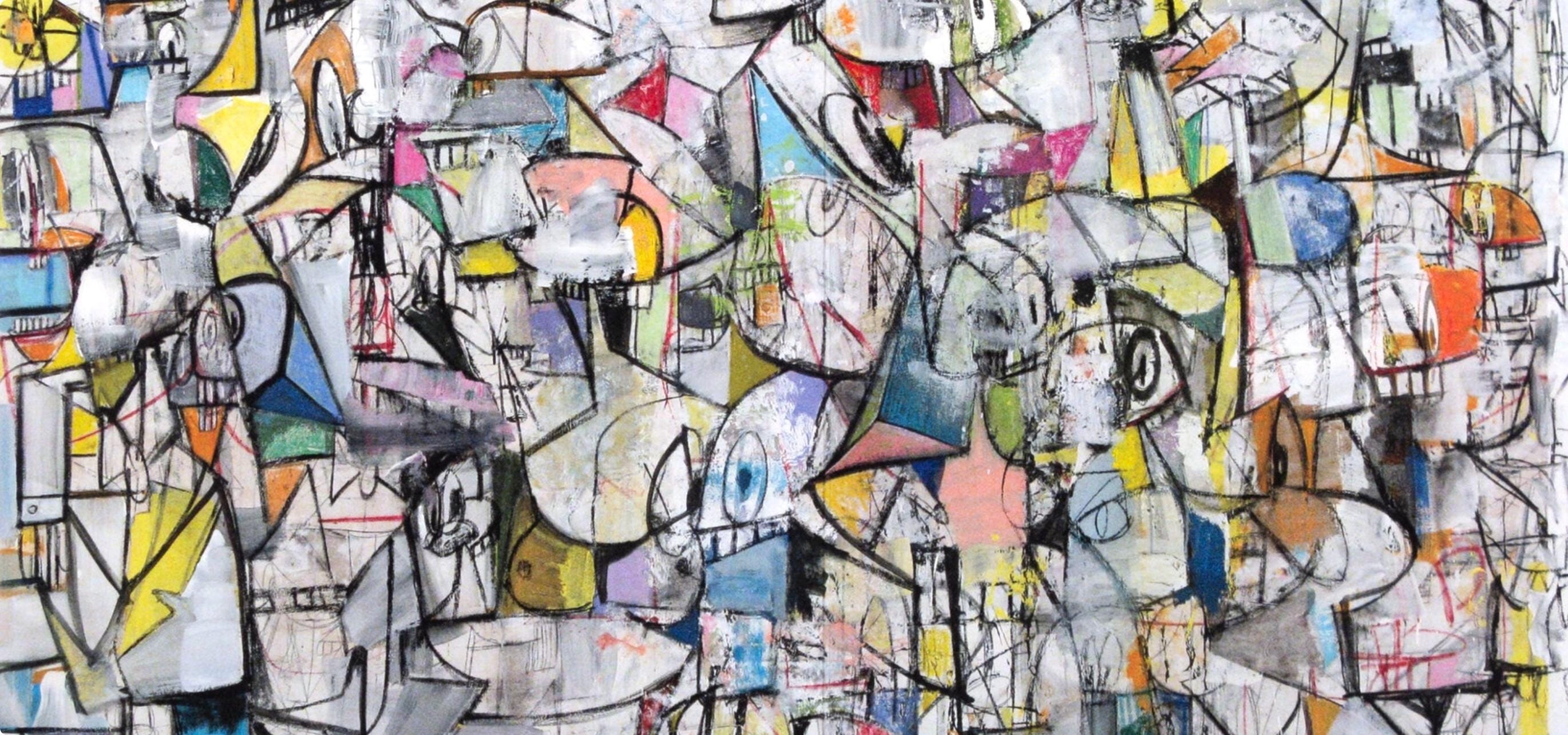 George Condo, Compression VI, Drawing Paintings, Limited Edition Four Color Process Print