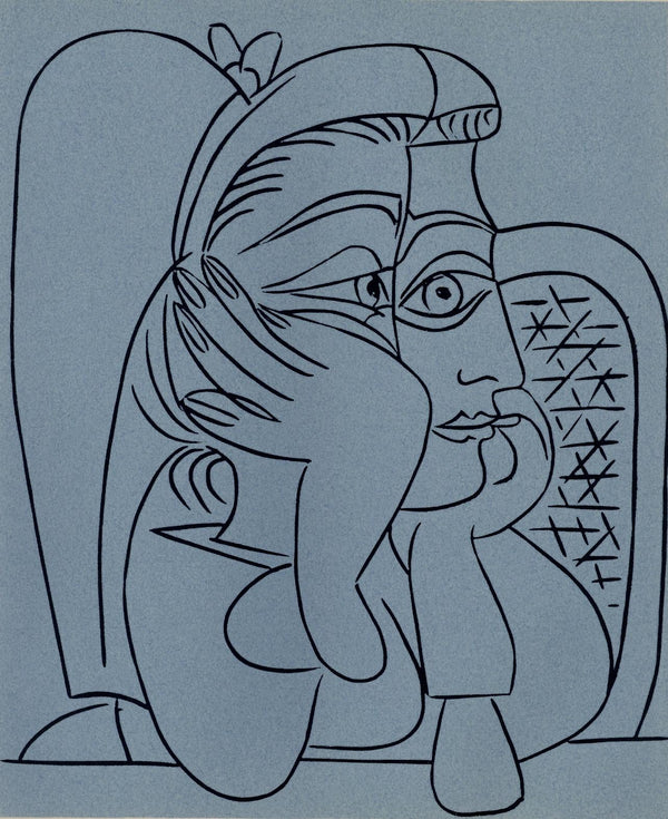Pablo Picasso, Jacqueline Leaning on Her Elbows (Orozco 214), Grabados al linóleo, Limited Edition Linocut