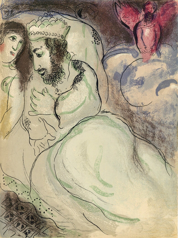 Marc Chagall, Sarah and Abimelech (Mourlot 117-46; Cramer 25), Drawings from the Bible, Verve: Revue, Limited Edition Lithograph