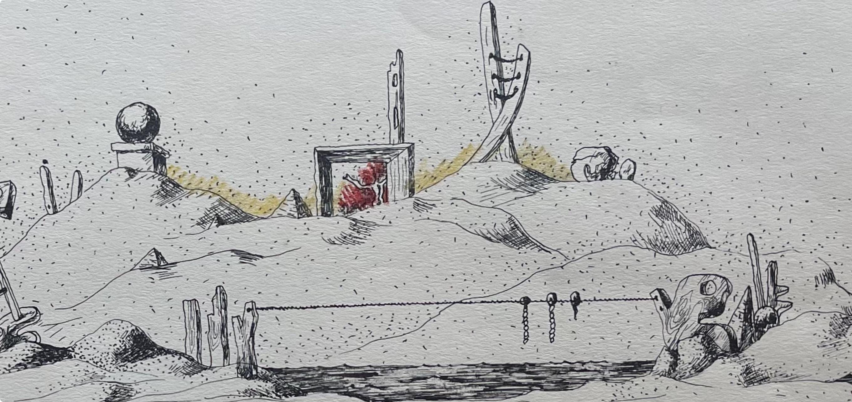 Jean Lurçat, la lyre 1932, huit dessins à la plume, Limited Edition Lithograph