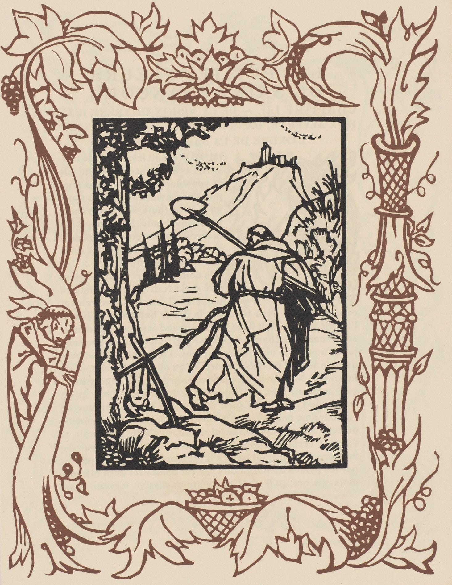 Émile Bernard, Composition (Morane, No. 100), Les Petites Fleurs de St. Françoise, Limited Edition Woodcut