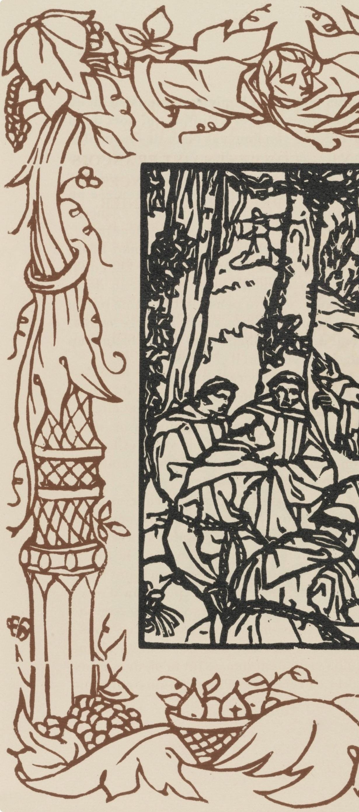 Émile Bernard, Composition (Morane, No. 100), Les Petites Fleurs de St. Françoise, Limited Edition Woodcut