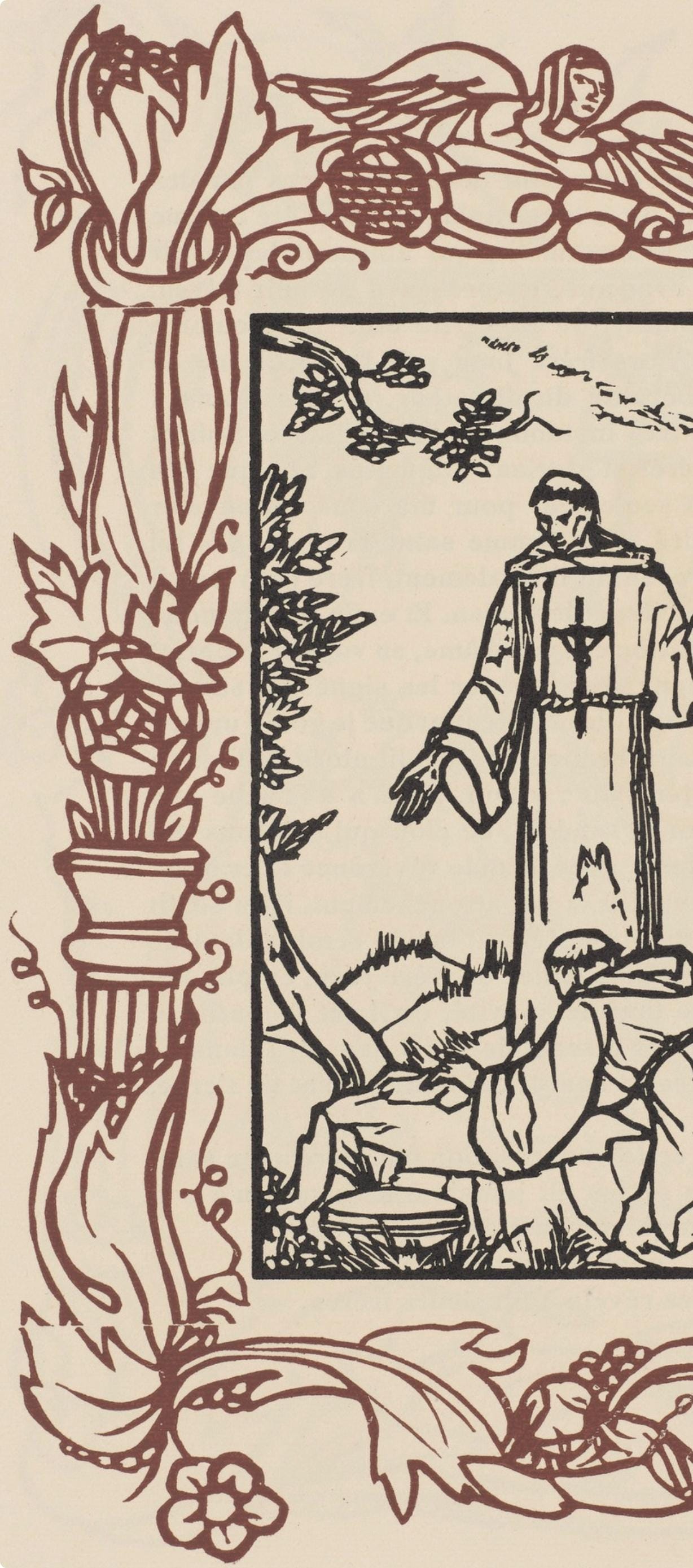 Émile Bernard, Composition (Morane, No. 100), Les Petites Fleurs de St. Françoise, Limited Edition Woodcut