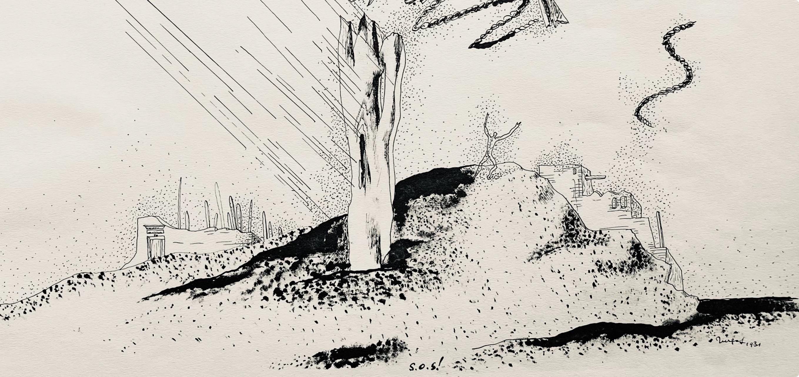 Jean Lurçat, s.o.s., huit dessins à la plume, Limited Edition Lithograph