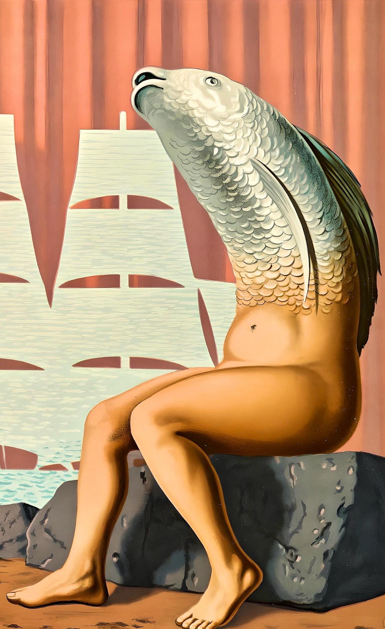 René Magritte, Un Séduisant Navire d'eau de Mer, Les Enfants Trouvés de Magritte, Limited Edition Lithograph