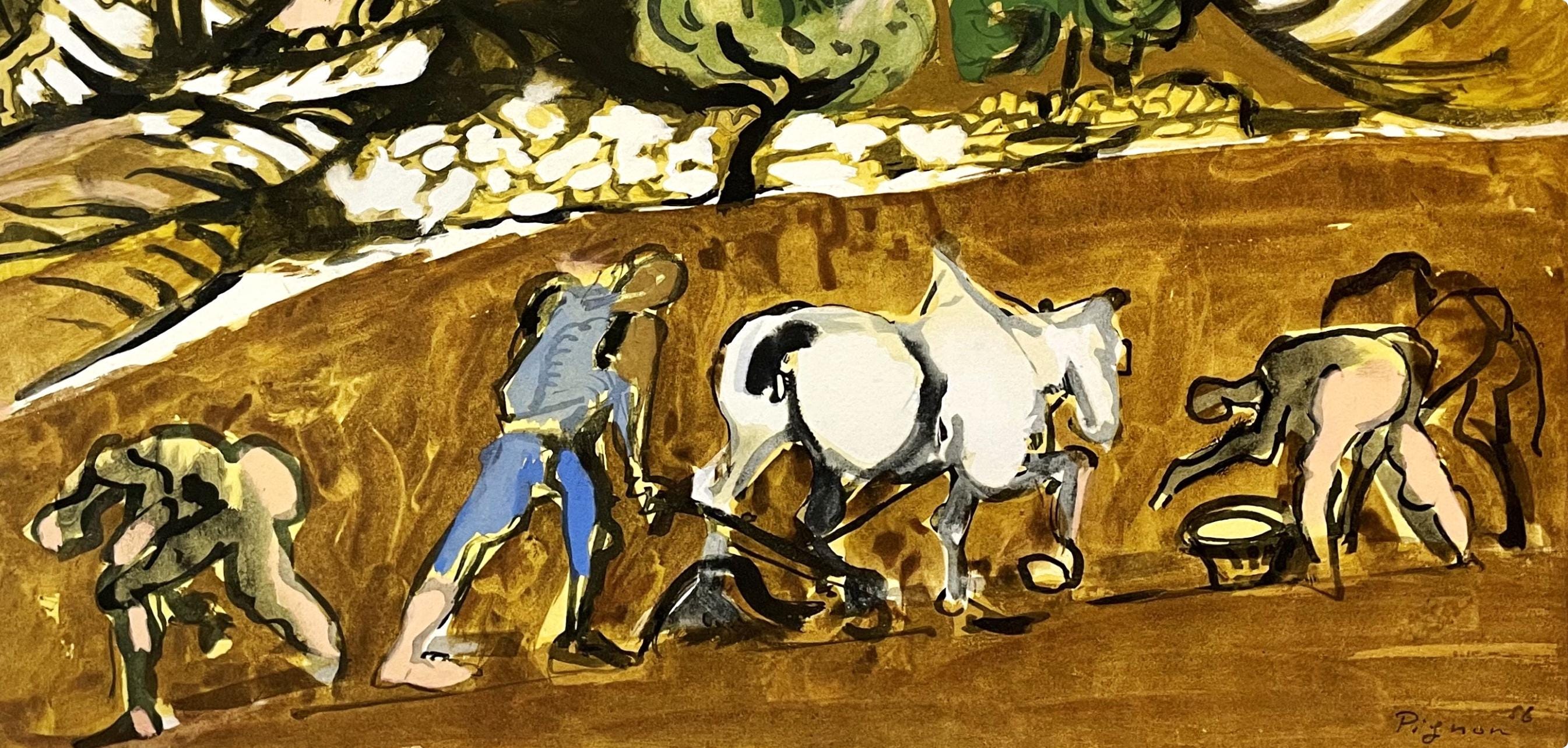 Édouard Pignon, Composition, Arbres et Voiles, Limited Edition Lithograph