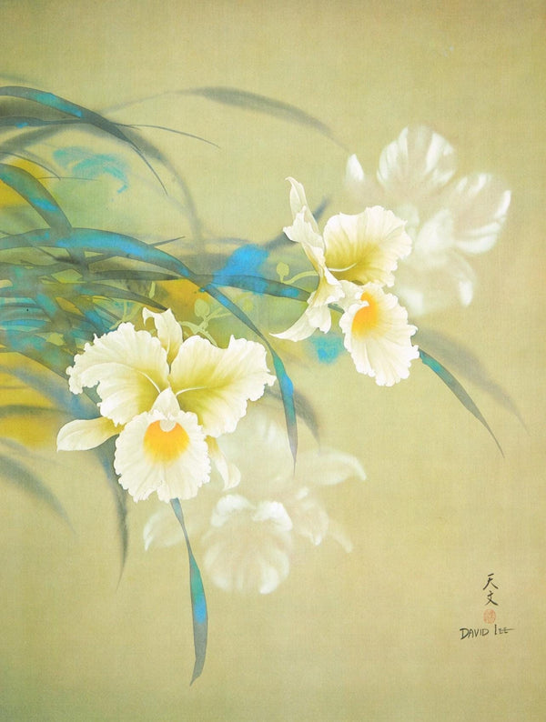 David Lee, White Orchid, Original Edition Offset Lithograph