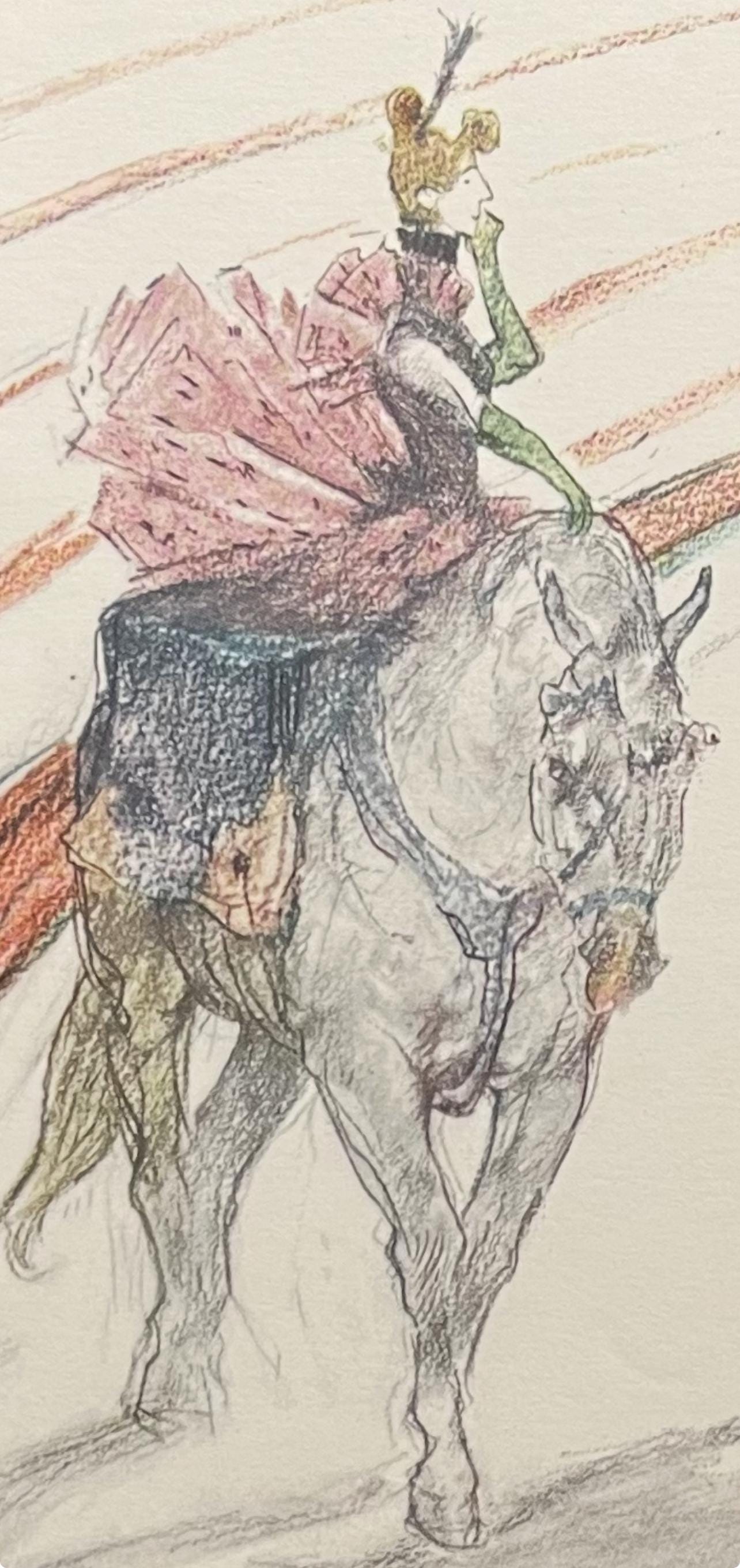 Henri de Toulouse-Lautrec, Equestrienne Riding "En Panneau", Henri de Toulouse-Lautrec, At the Circus, Limited Edition Lithograph