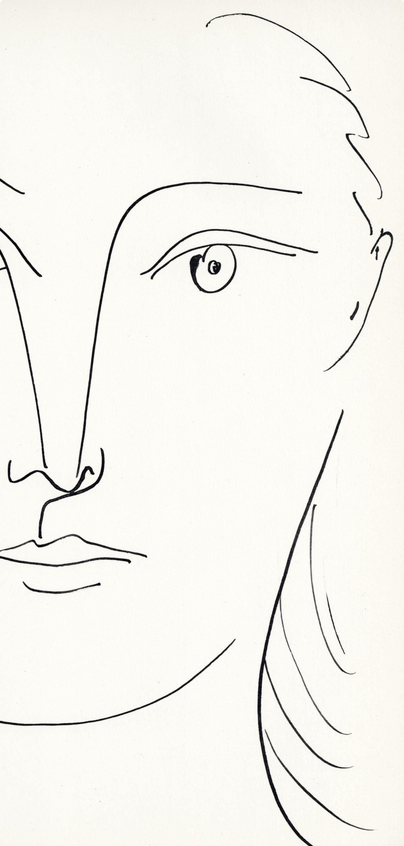 Pablo Picasso, Visage féminin, de face (Cramer No. 84), 40 dessins de Picasso en marge du Buffon, Limited Edition Lithograph