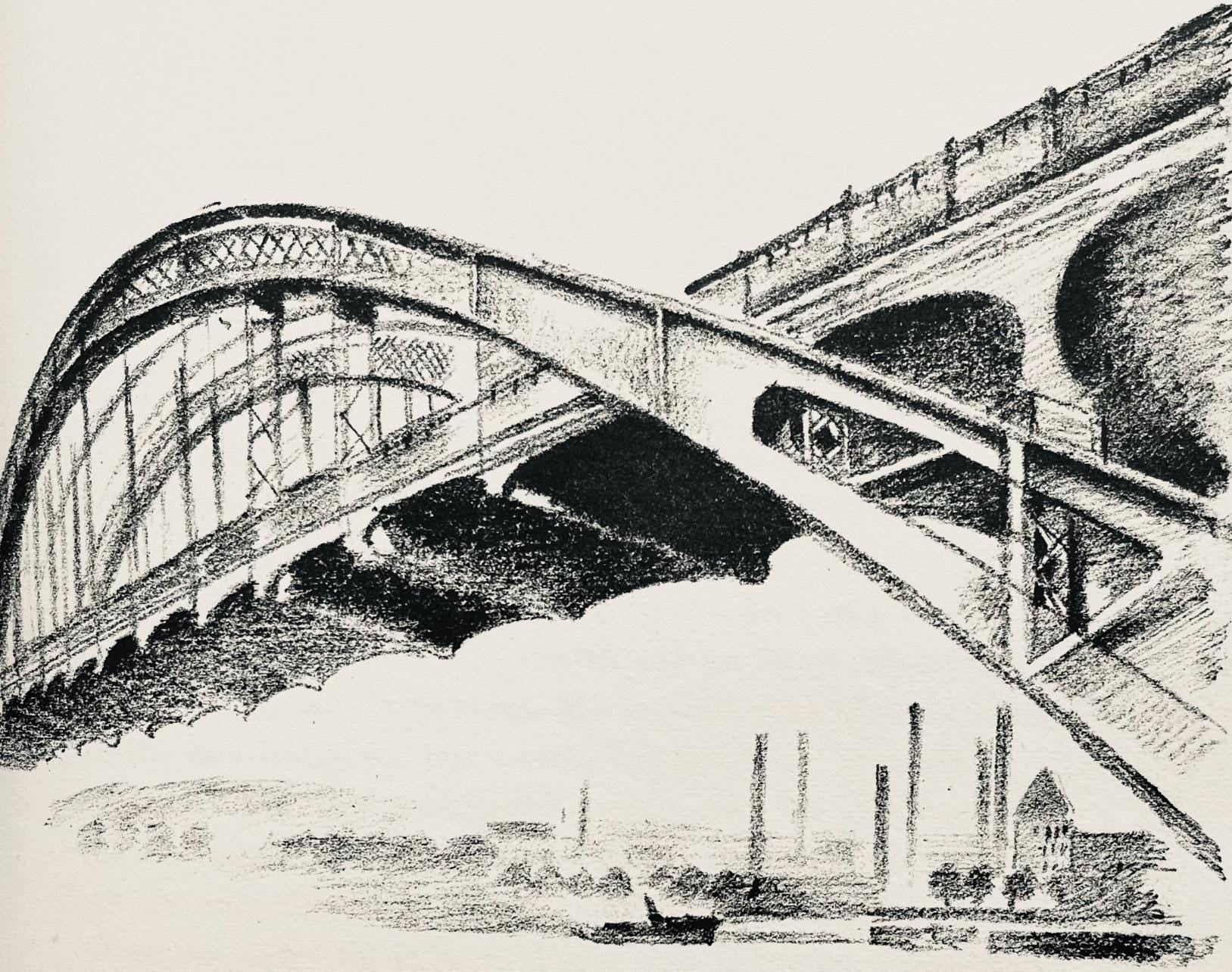 Robert Delaunay, Le pont aérien (Habasque 720-728), Allo! Paris!, Limited Edition Lithograph