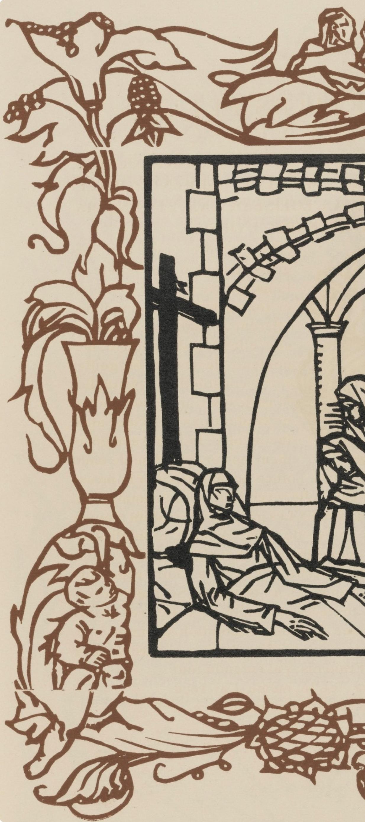 Émile Bernard, Composition (Morane, No. 100), Les Petites Fleurs de St. Françoise, Limited Edition Woodcut