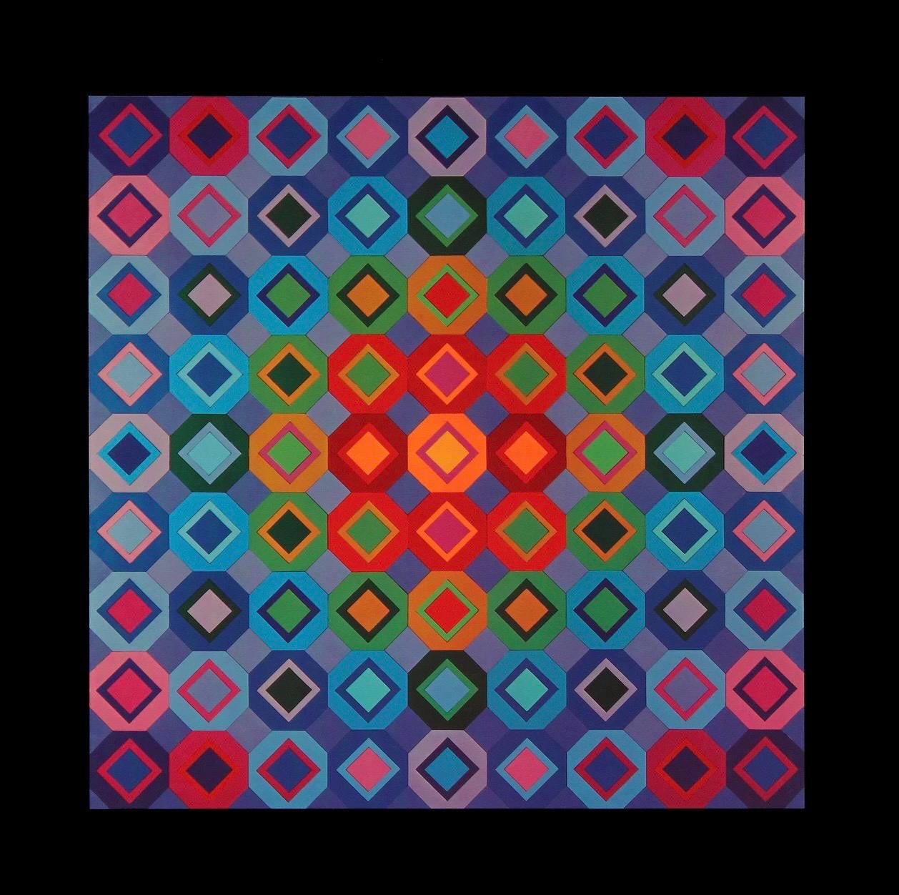 Victor Vasarely, Composition, Octogone, Limited Edition Héliogravure