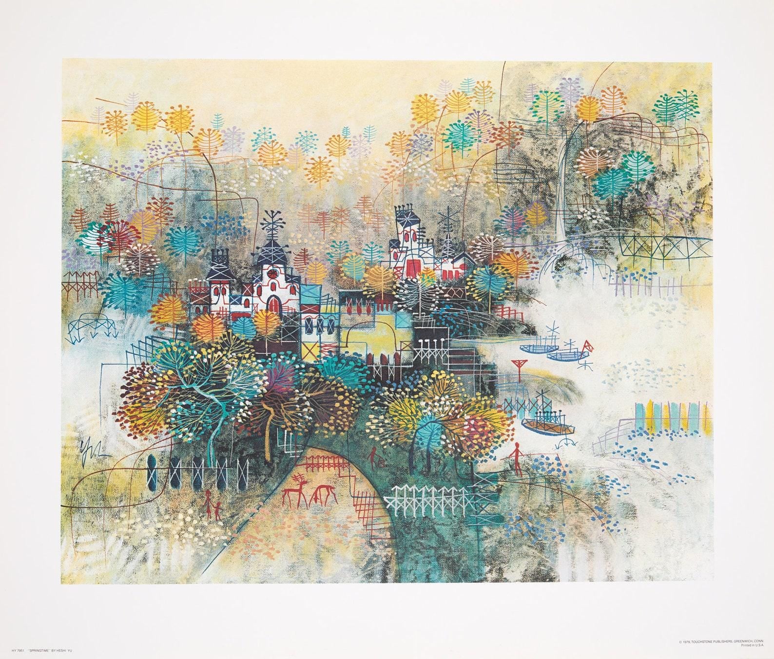 Heshi Yu, Springtime, Original Edition Offset Lithograph