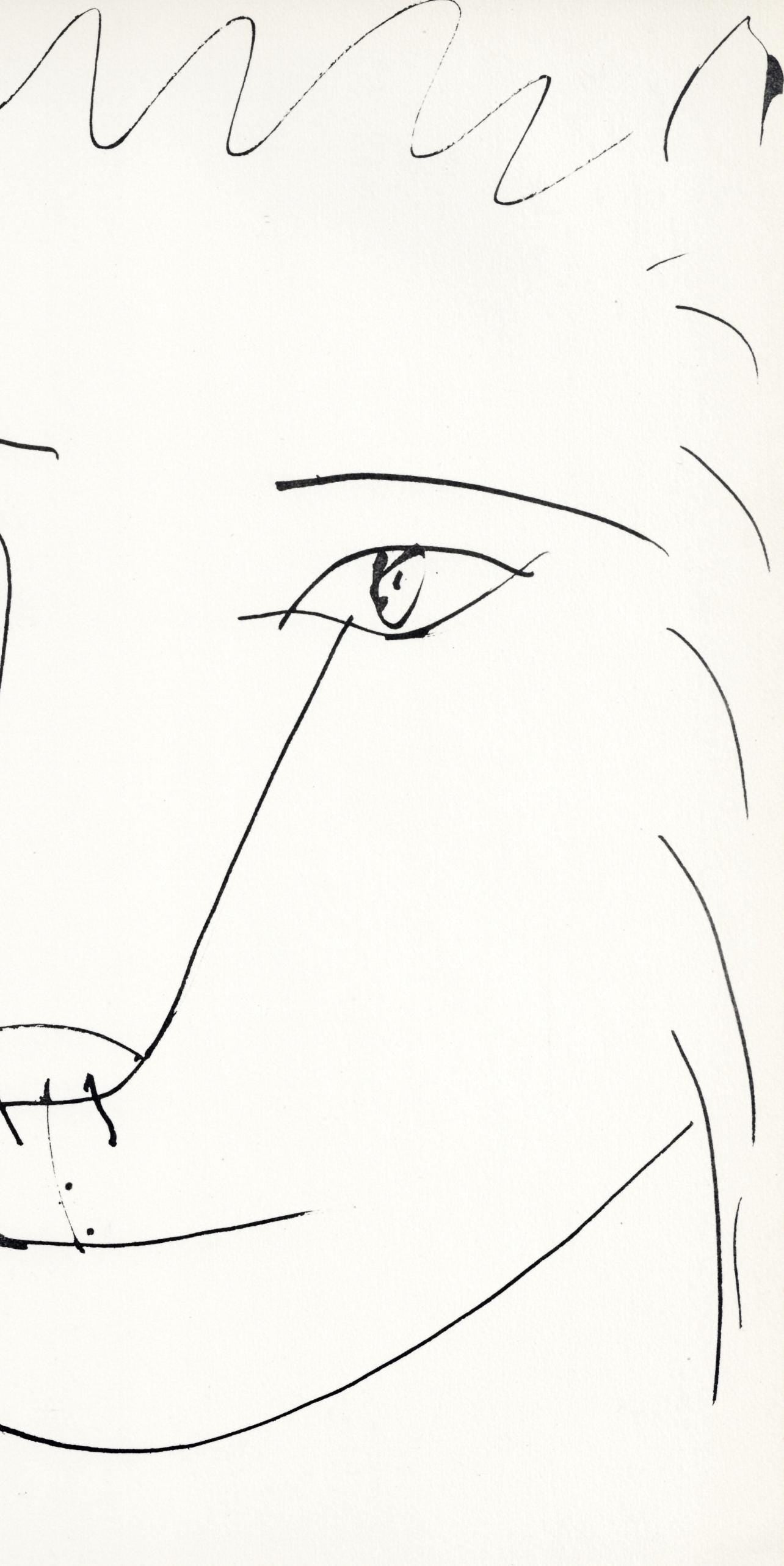 Pablo Picasso, Tête de lion (Cramer No. 84), 40 dessins de Picasso en marge du Buffon, Limited Edition Lithograph