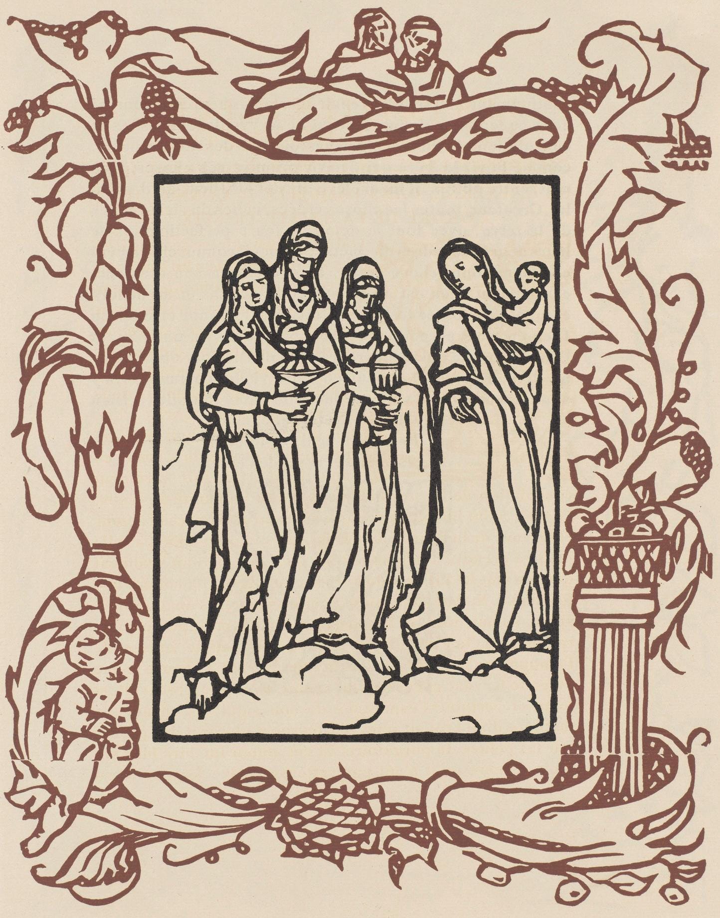 Émile Bernard, Composition (Morane, No. 100), Les Petites Fleurs de St. Françoise, Limited Edition Woodcut
