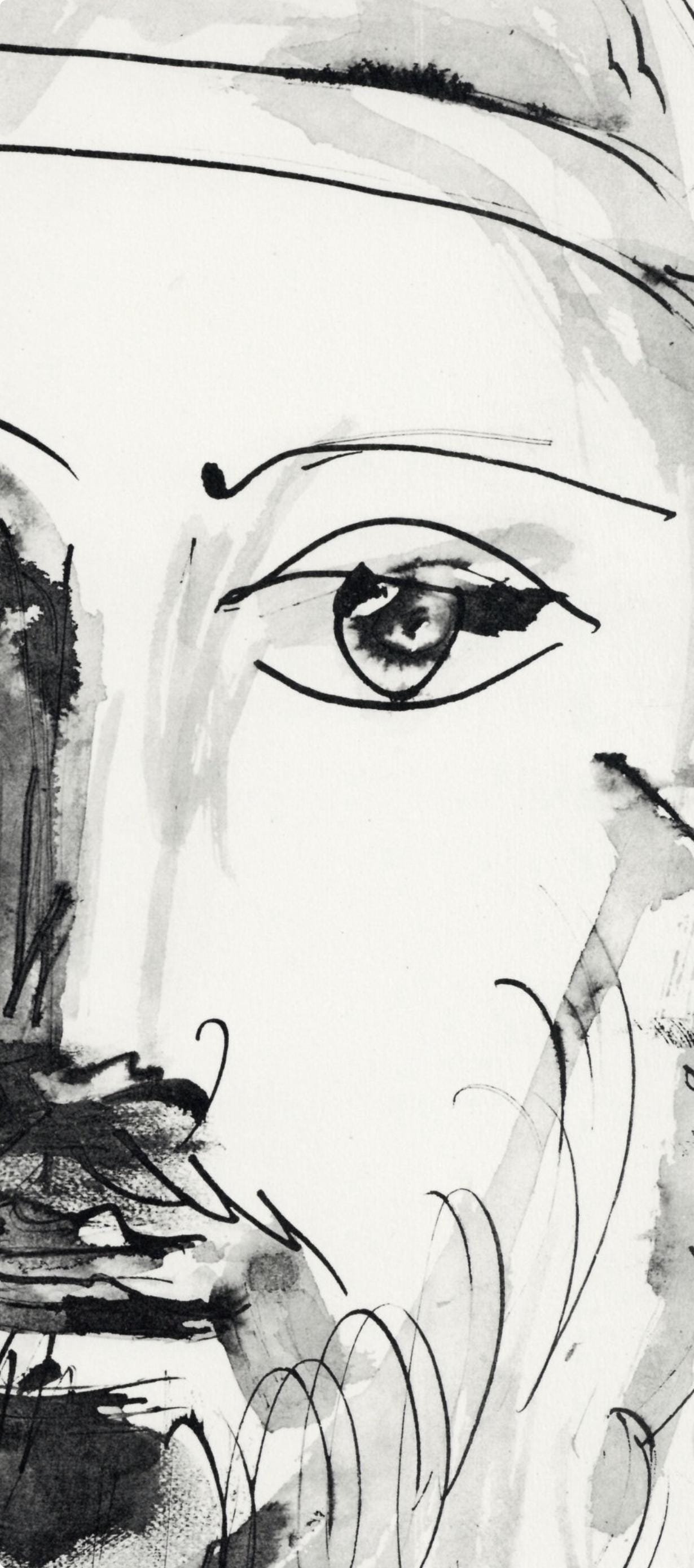 Pablo Picasso, Visage d'homme au bandeau (Cramer No. 84), 40 dessins de Picasso en marge du Buffon, Limited Edition Lithograph