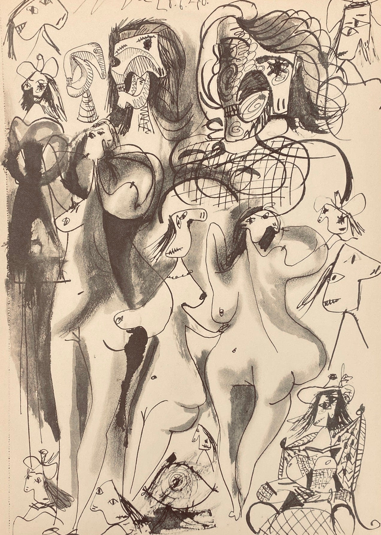 Pablo Picasso, Composition, Carnet de dessins de Picasso, Cahiers d’Art, Limited Edition Lithograph