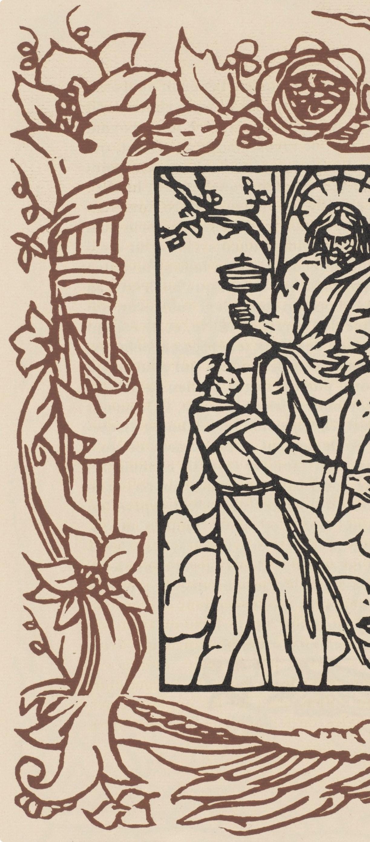 Émile Bernard, Composition (Morane, No. 100), Les Petites Fleurs de St. Françoise, Limited Edition Woodcut