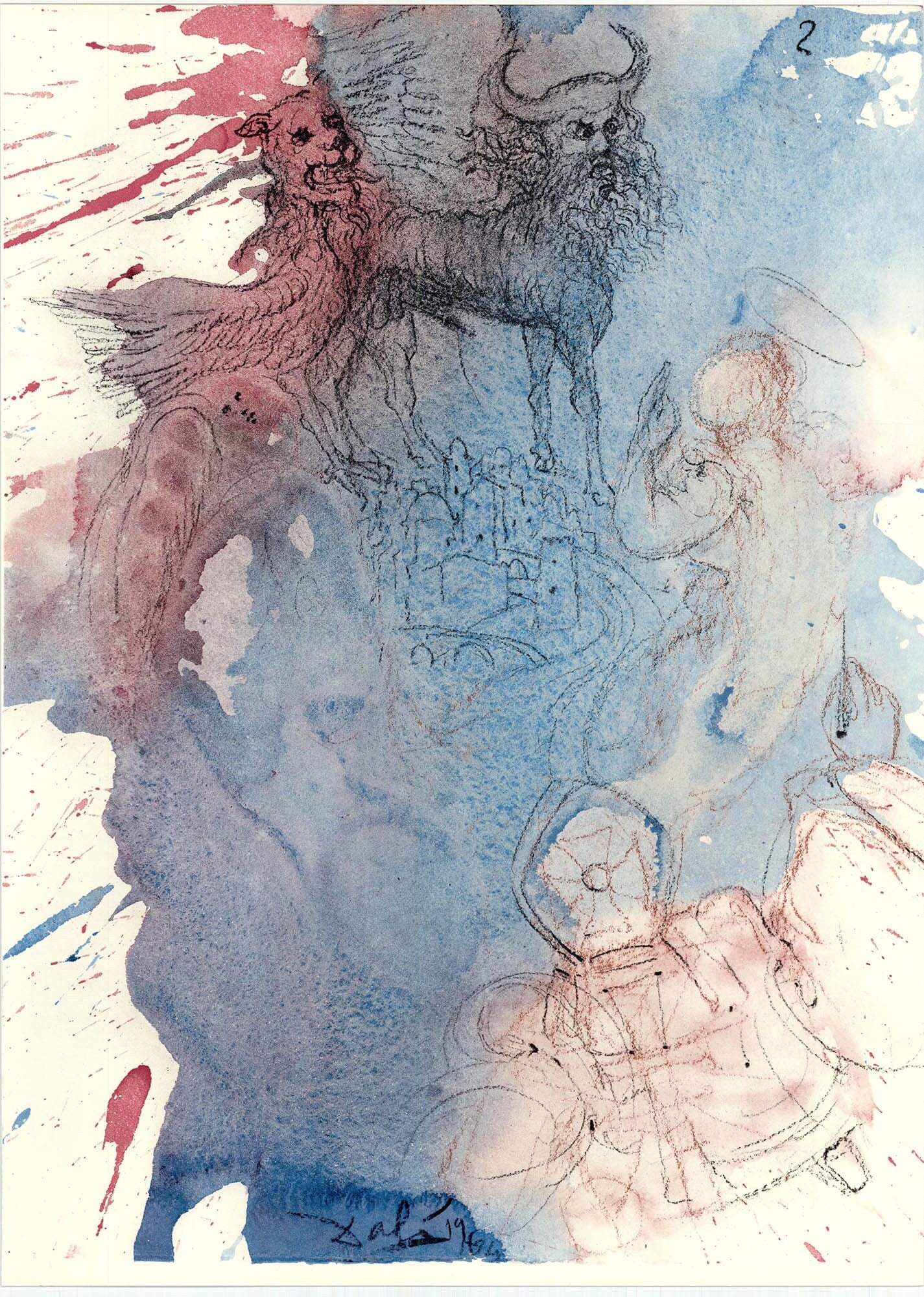 Salvador Dali, Composition (Michler/Löpsinger 1600; Field 69-3), Biblia Sacra, Limited Edition Lithograph