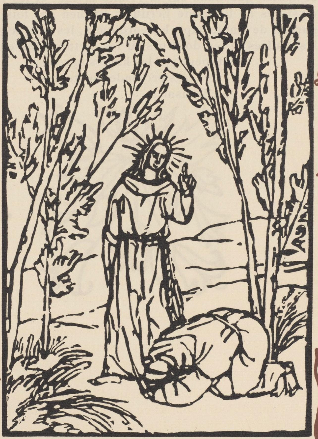 Émile Bernard, Composition (Morane, No. 100), Les Petites Fleurs de St. Françoise, Limited Edition Woodcut