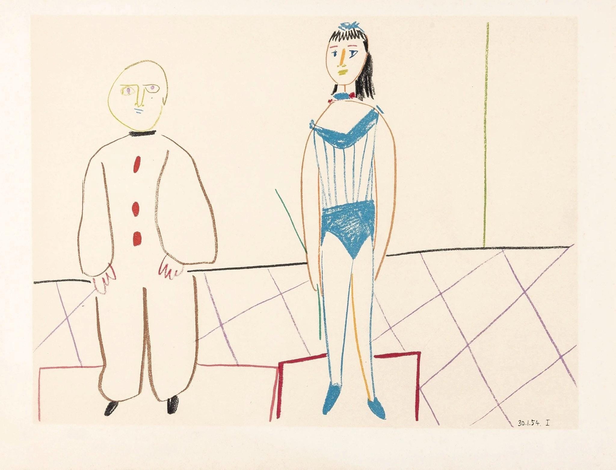 Pablo Picasso, Composition, Picasso and the Human Comedy, Verve: Revue Artistique et Littéraire, Limited Edition Lithograph