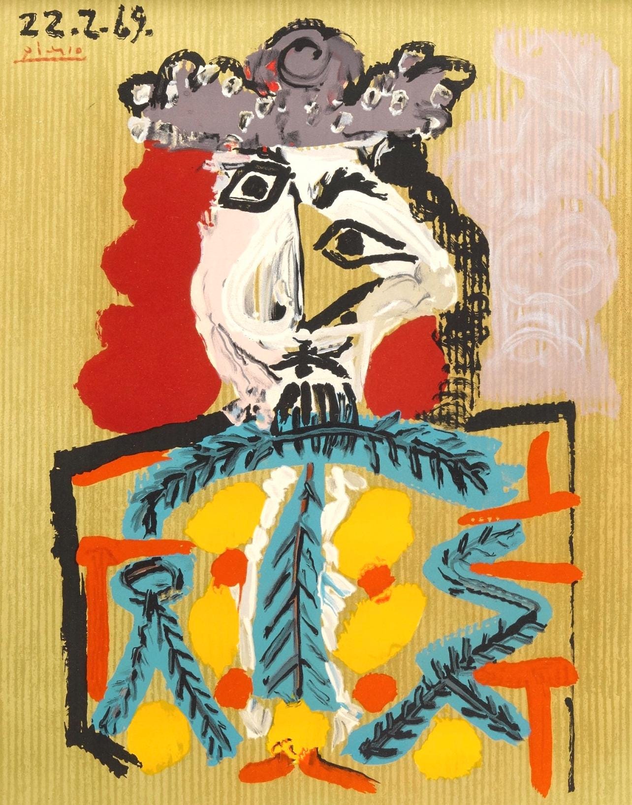 Pablo Picasso, Composition (Orozco 207-261), Vingt-Neuf Portraits Imaginaires, Limited Edition Lithograph