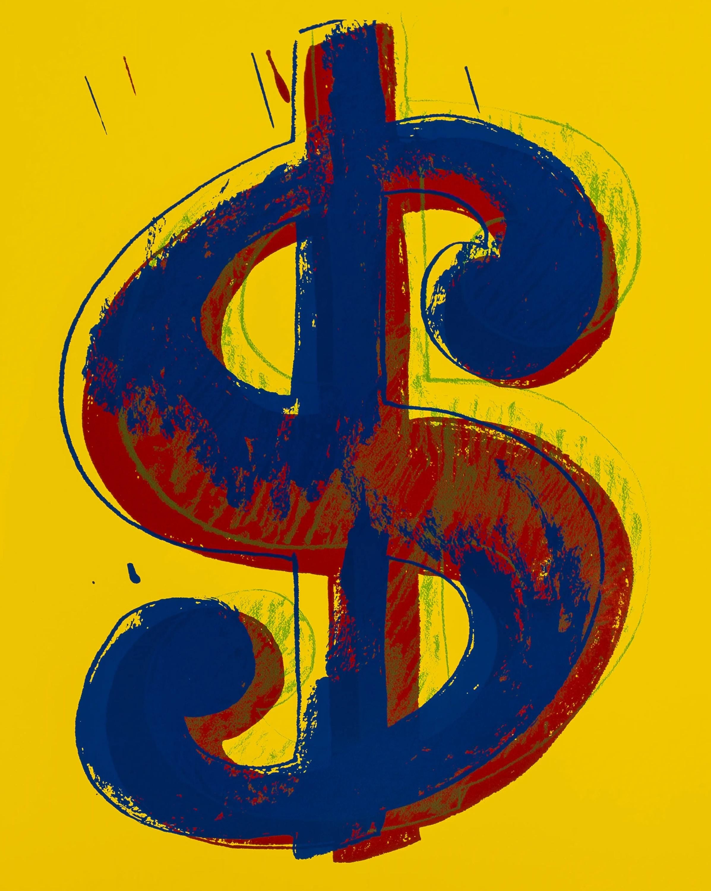 Andy Warhol, Dollar Sign, Red, Yellow, Green, Blue, Suite of Four, Official Limited Edition, Sunday B. Morning, Silkscreens