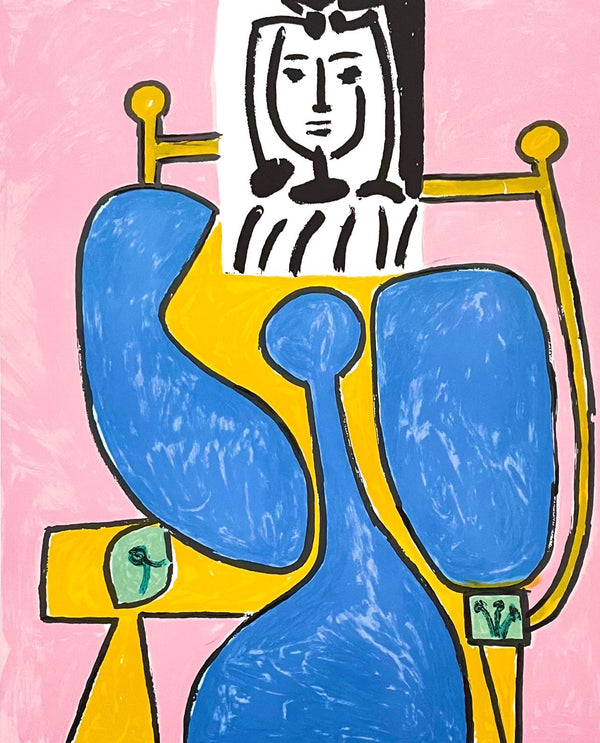 Pablo Picasso, Femme Assise à la Robe Bleue, Marina Picasso Collection, Official Limited Edition Lithograph